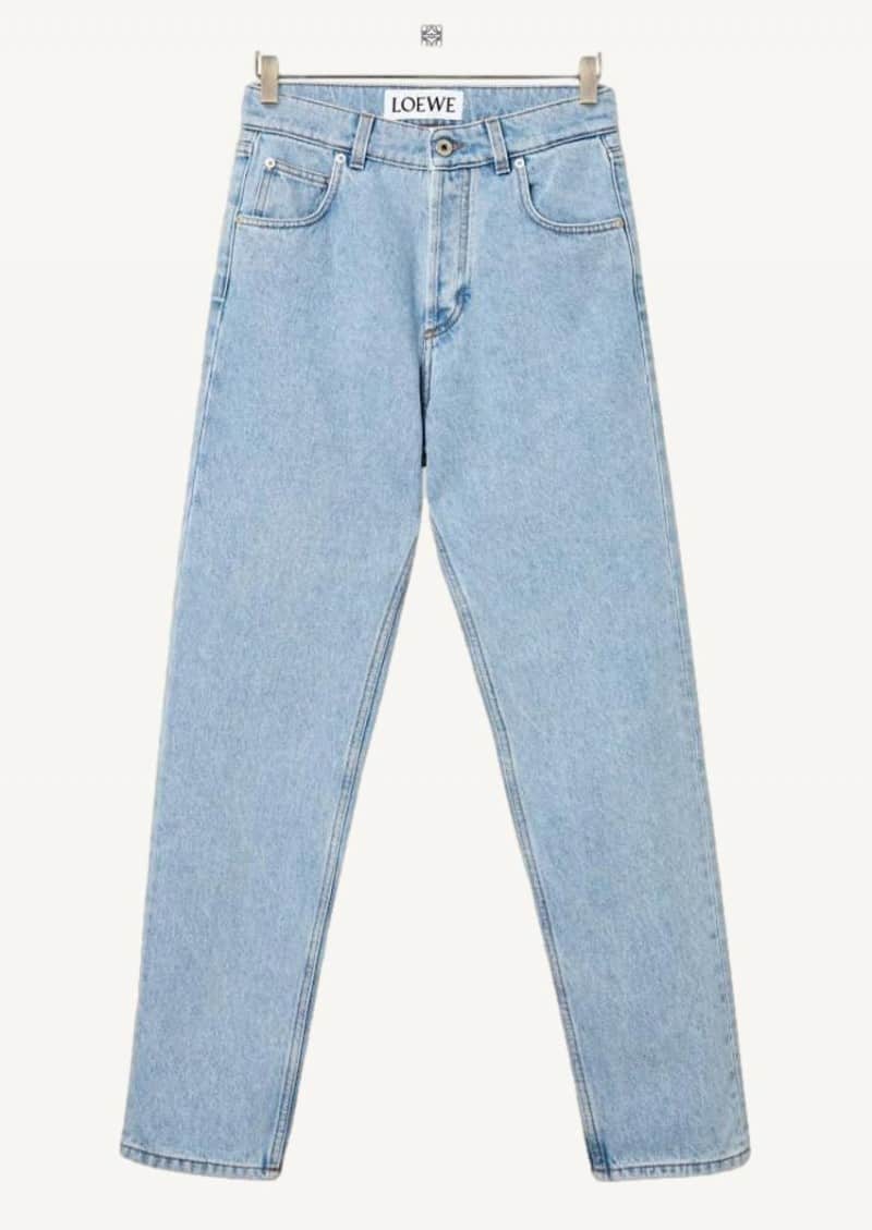 tapered light blue jeans