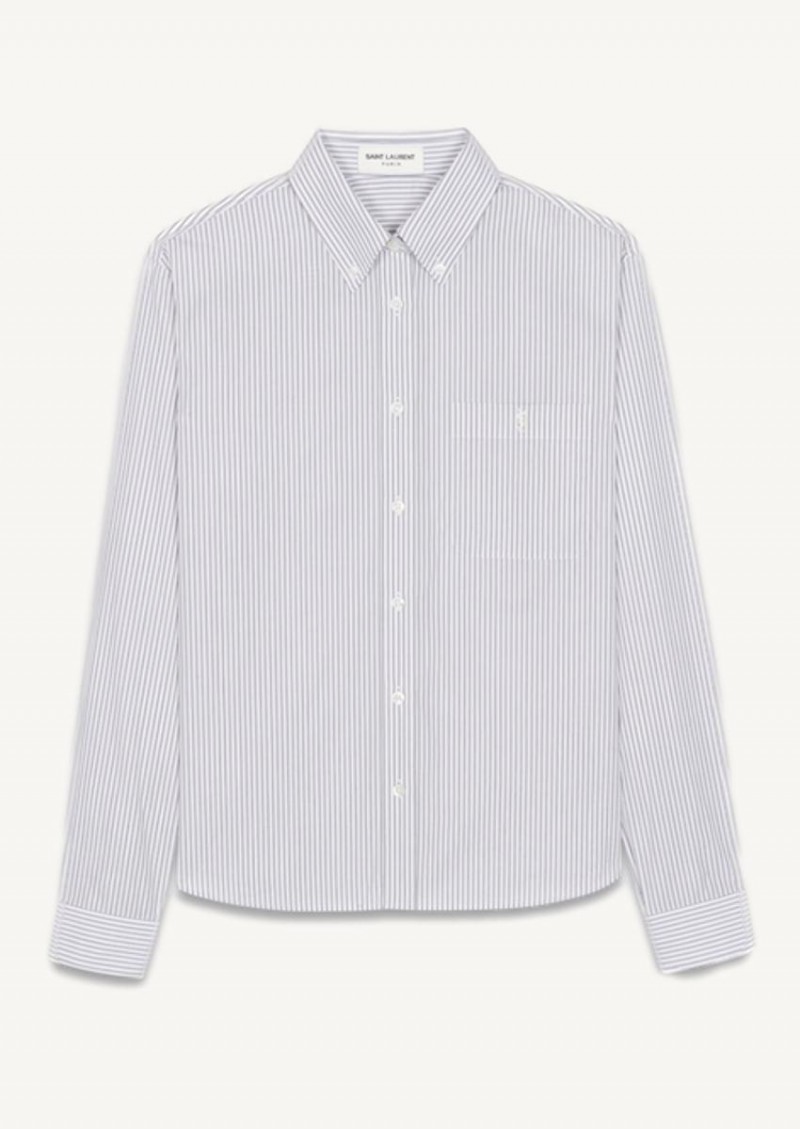 White monogrammed striped shirt - Saint Laurent Paris