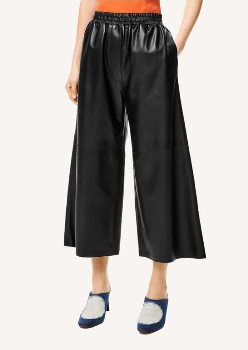 Pantalon court en nappa Noir