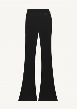 Ribbed-knit high-rise flare pants in black - Courreges