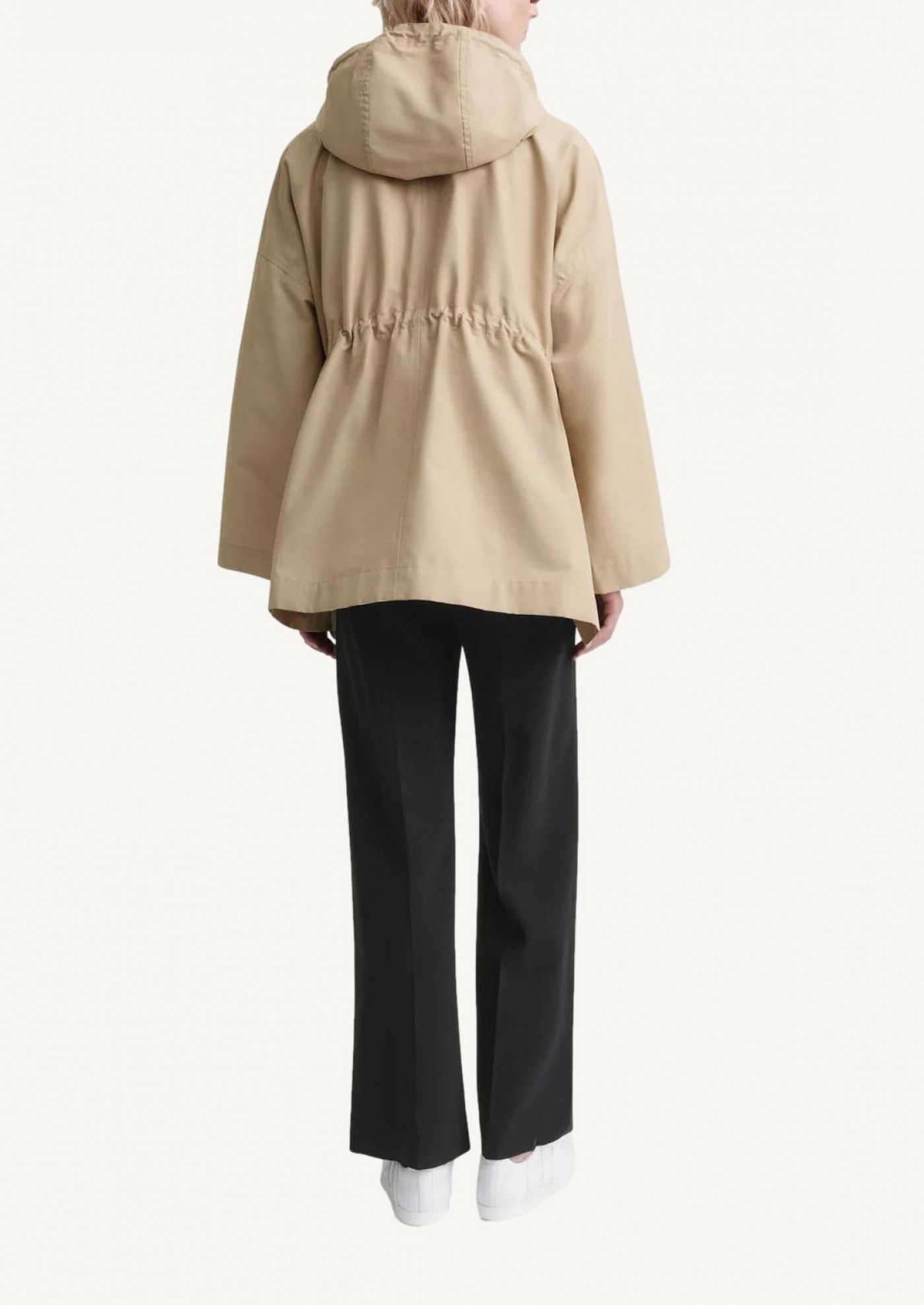 Beige cotton-nylon trench parka with hood - Totême