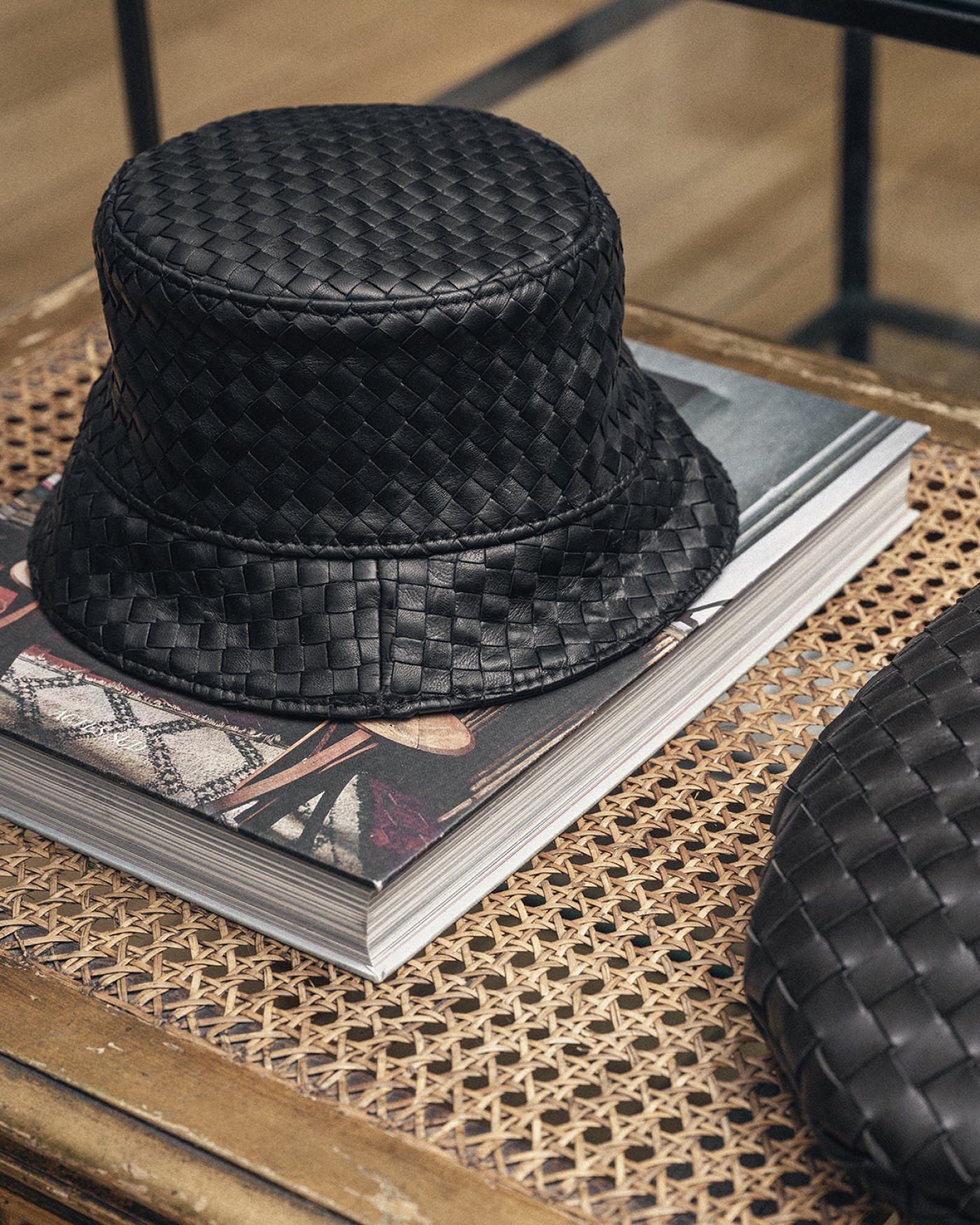 Bottega Veneta Black Intrecciato Bucket Hat