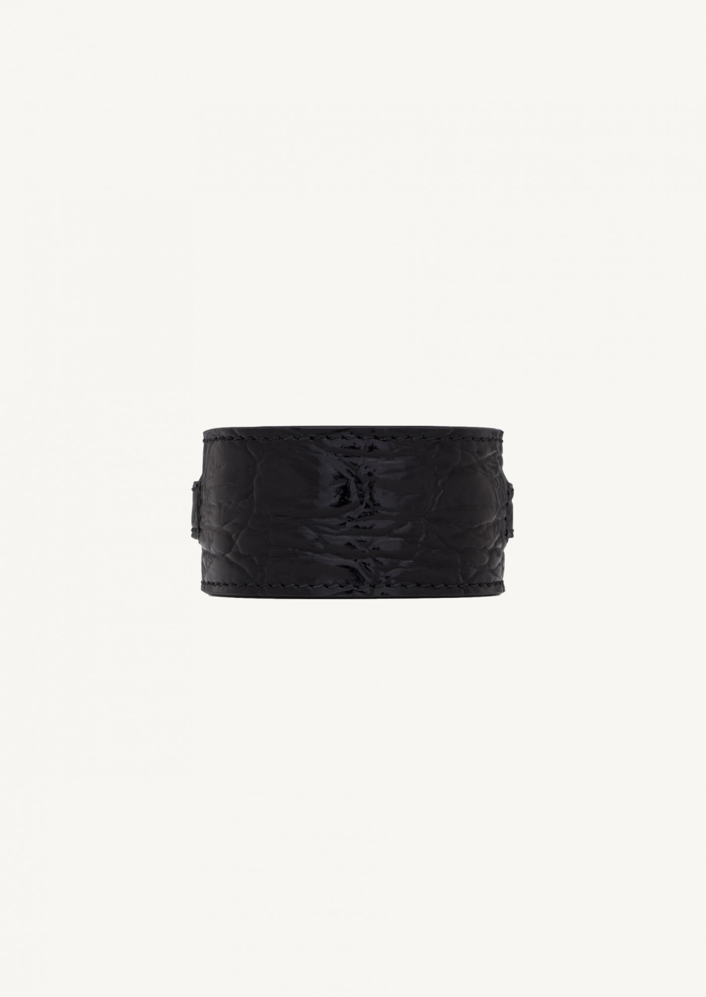 The square bracelet in crocodile-embossed leather and metal - Saint Laurent