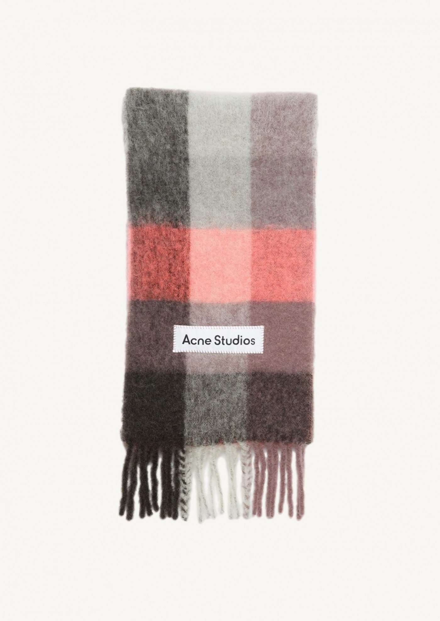 Mohair check scarf mauve/bright pink/anthracite - Acne Studios