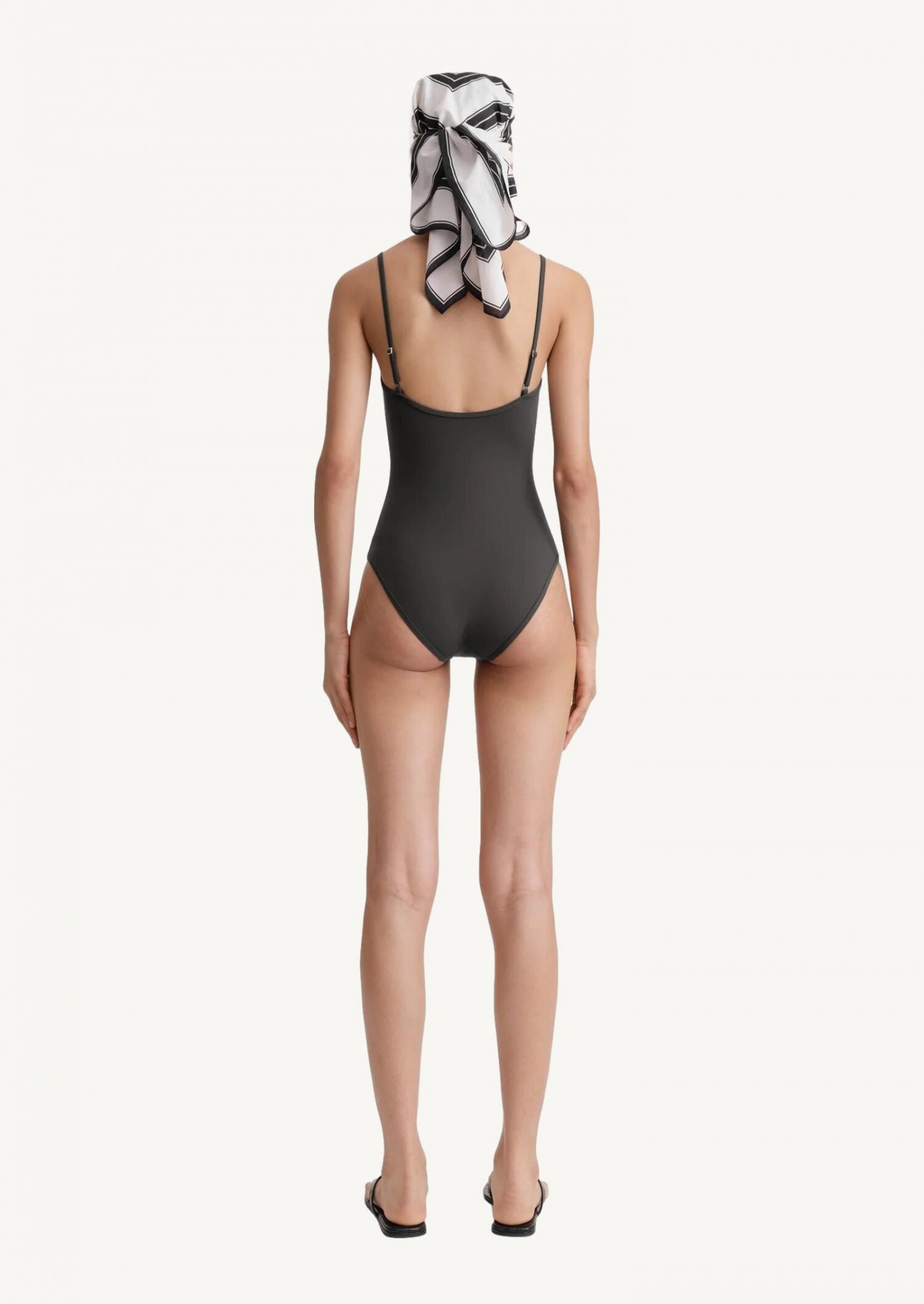 Square-neck swimsuit anthracite - Totême