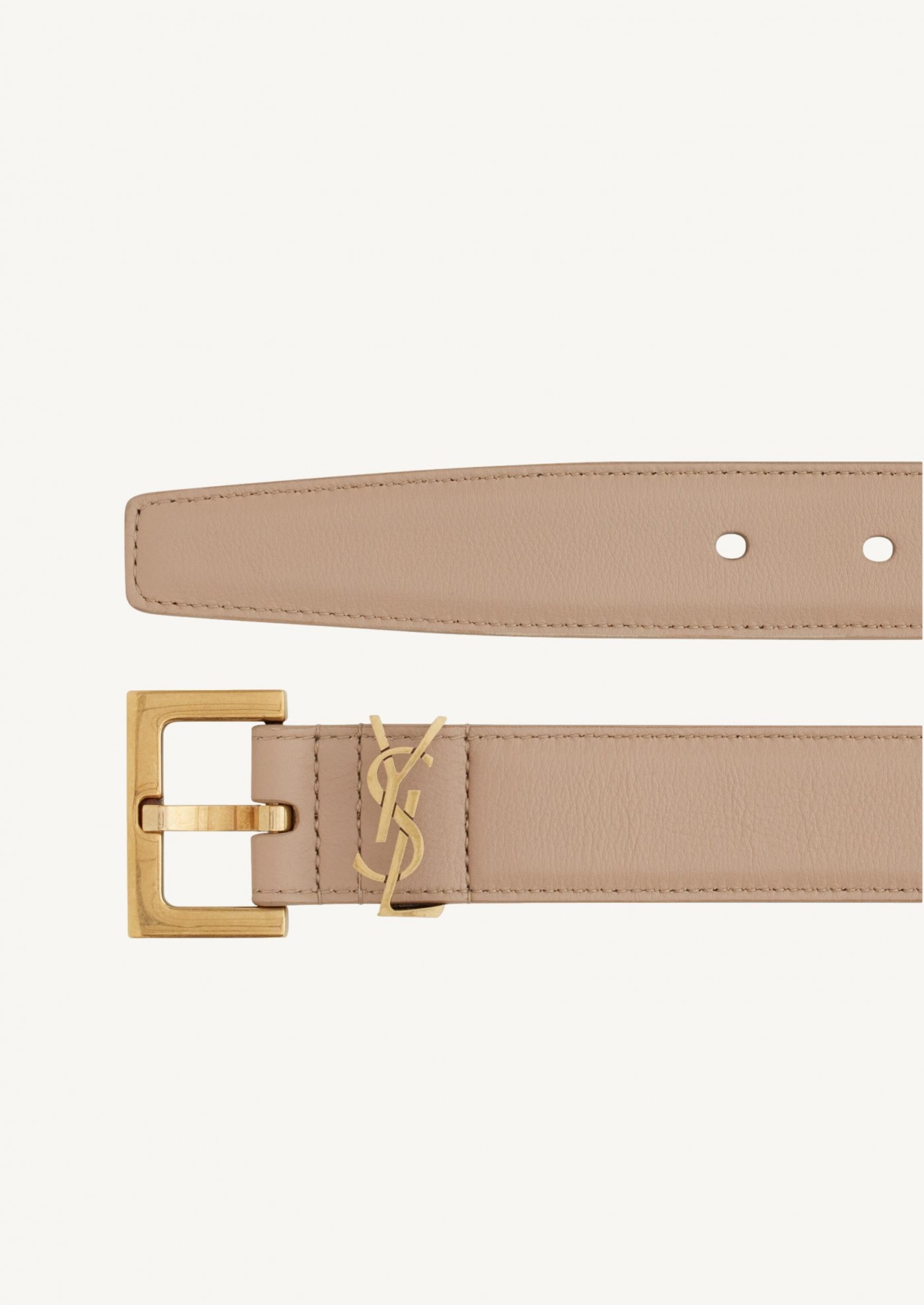 Fine cassandre belt in dark beige smooth leather