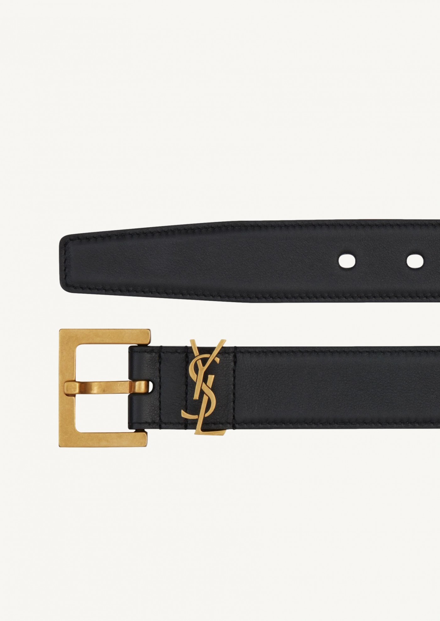 Black smooth leather cassandre belt