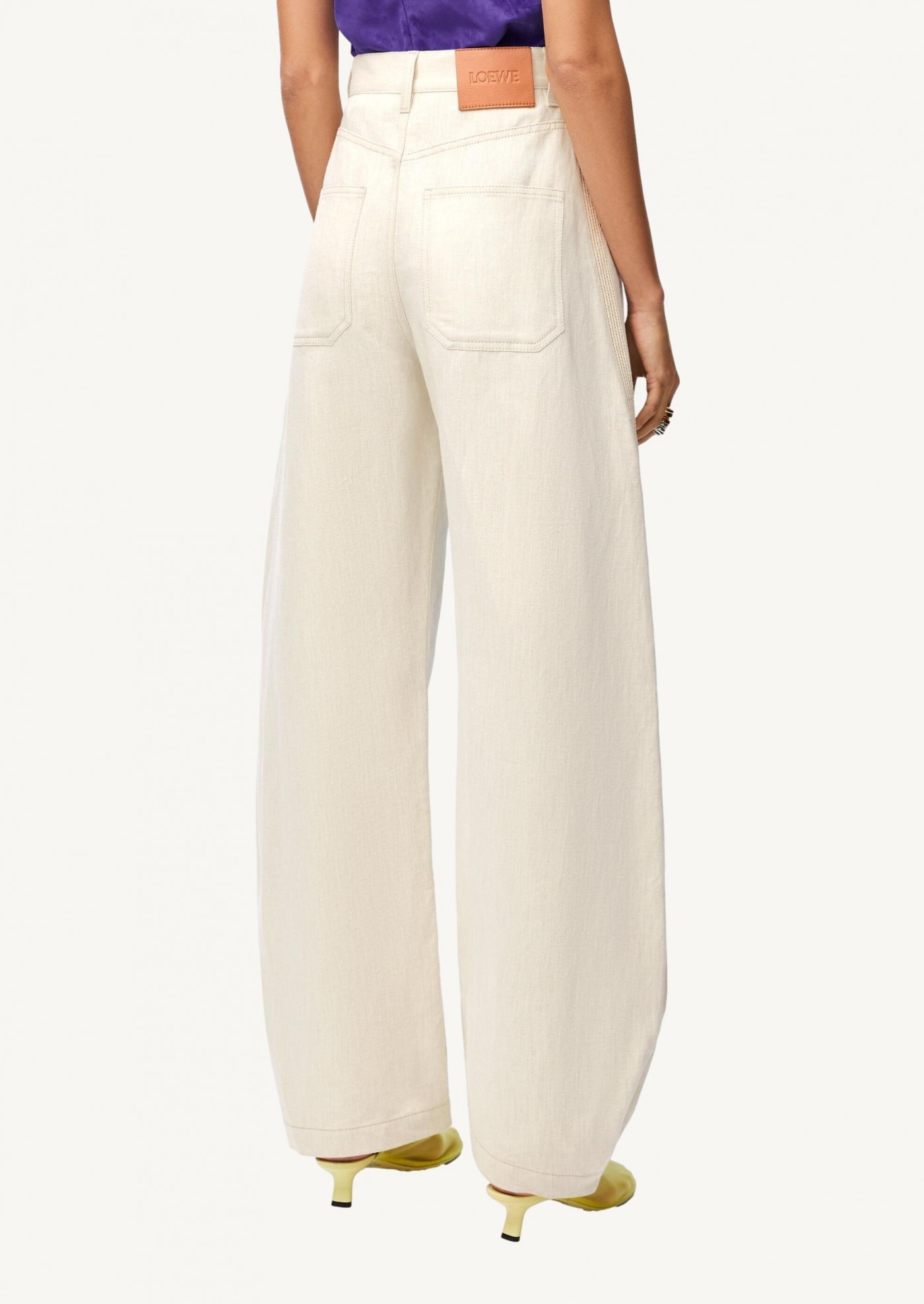 Balloon pants in ecru cotton and linen - Loewe