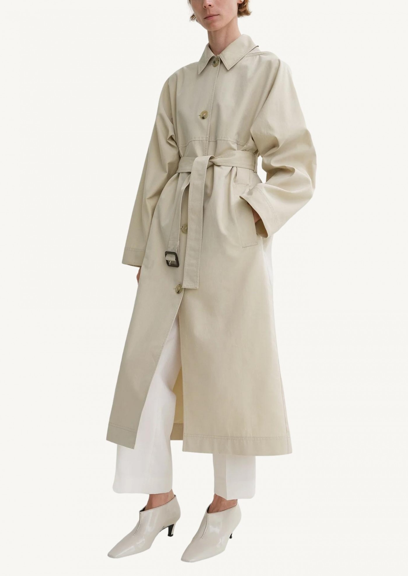 Long manteau trench sable