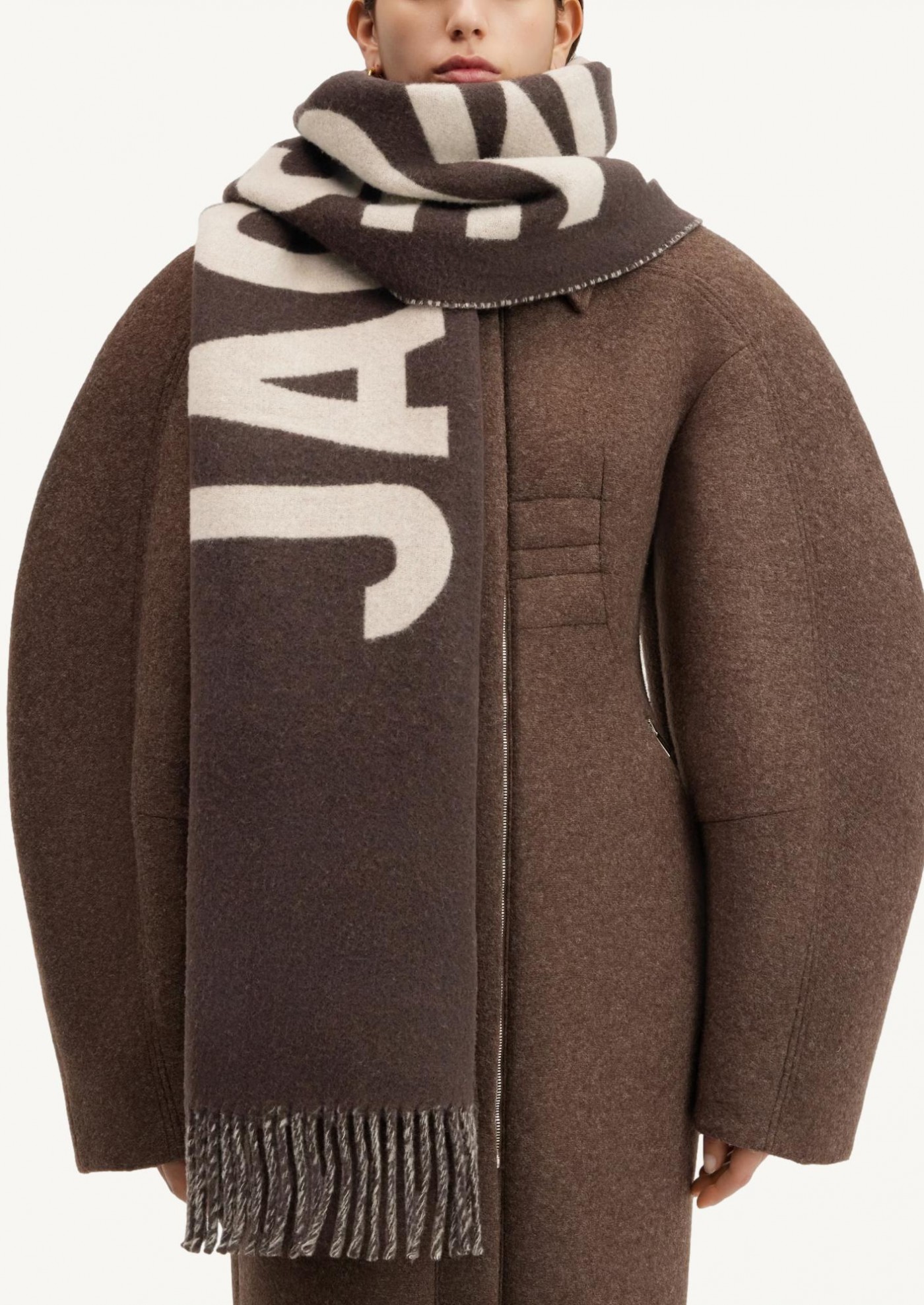 Jacquemus brown multi scarf Logo scarf.