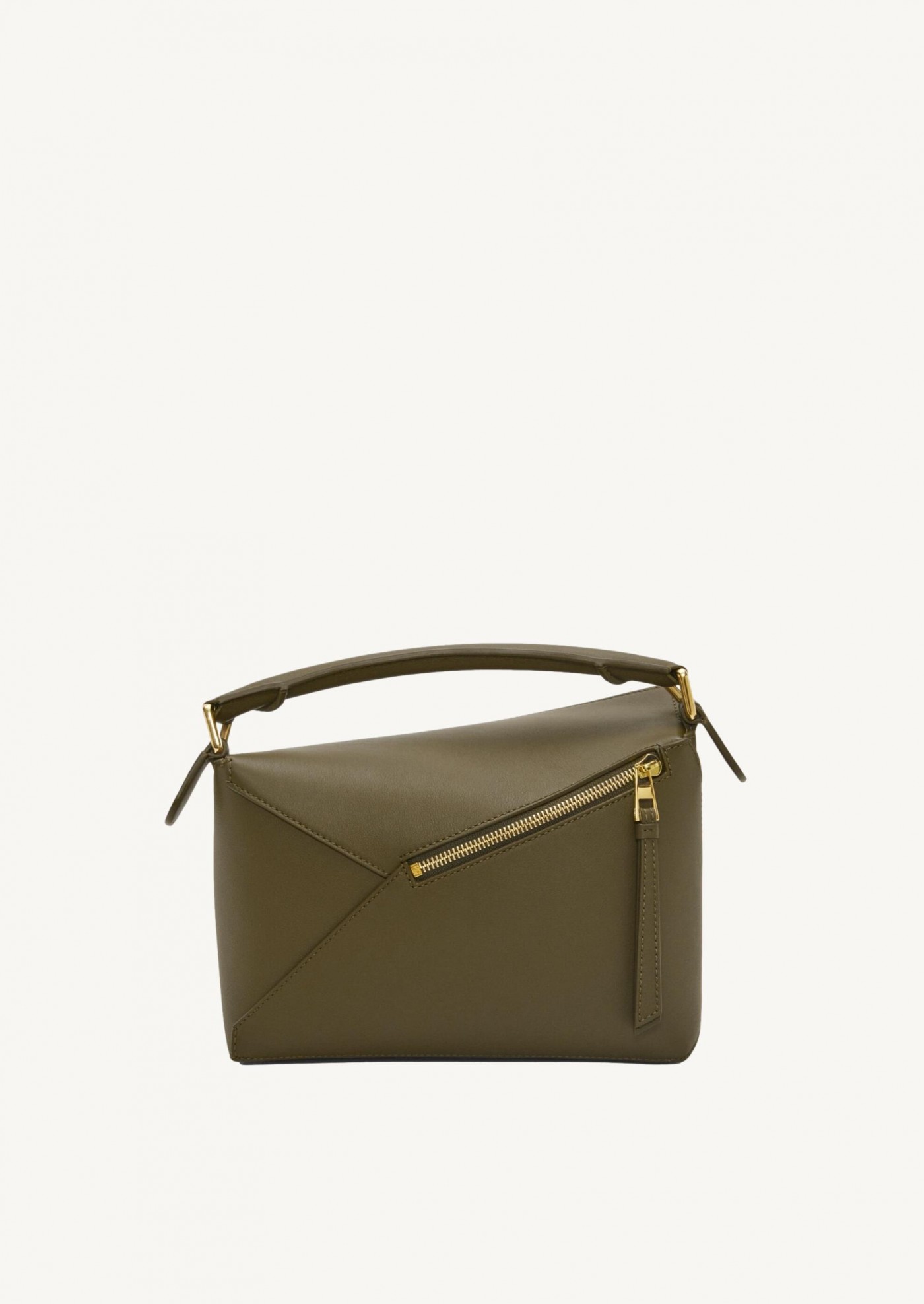 Small puzzle bag in khaki calf leather
