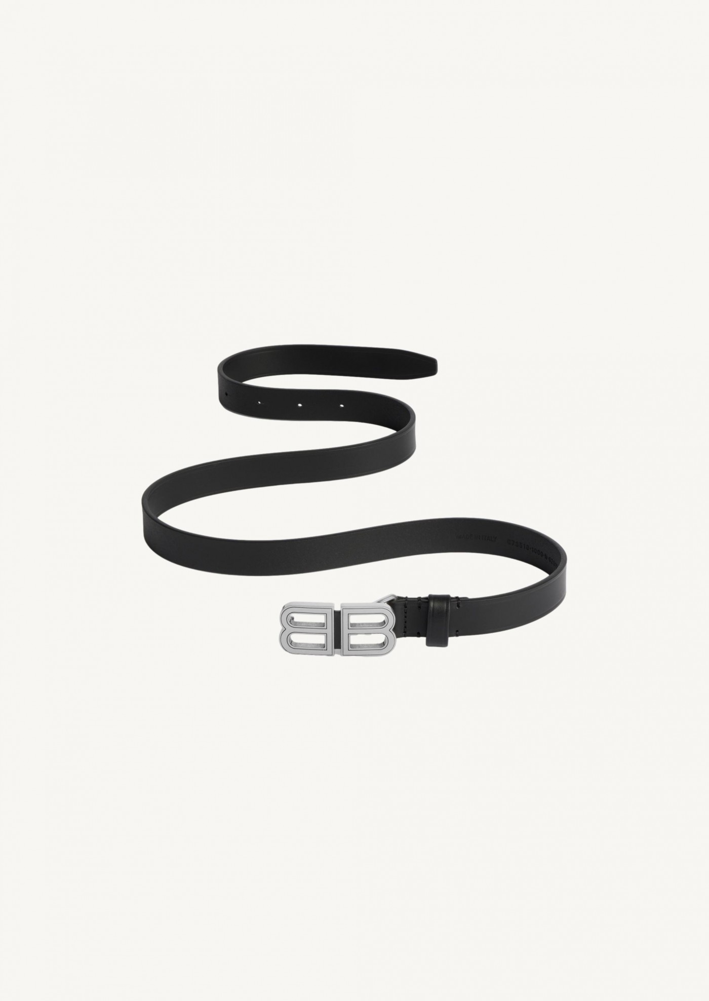 BB hourglass thin belt in black and silver