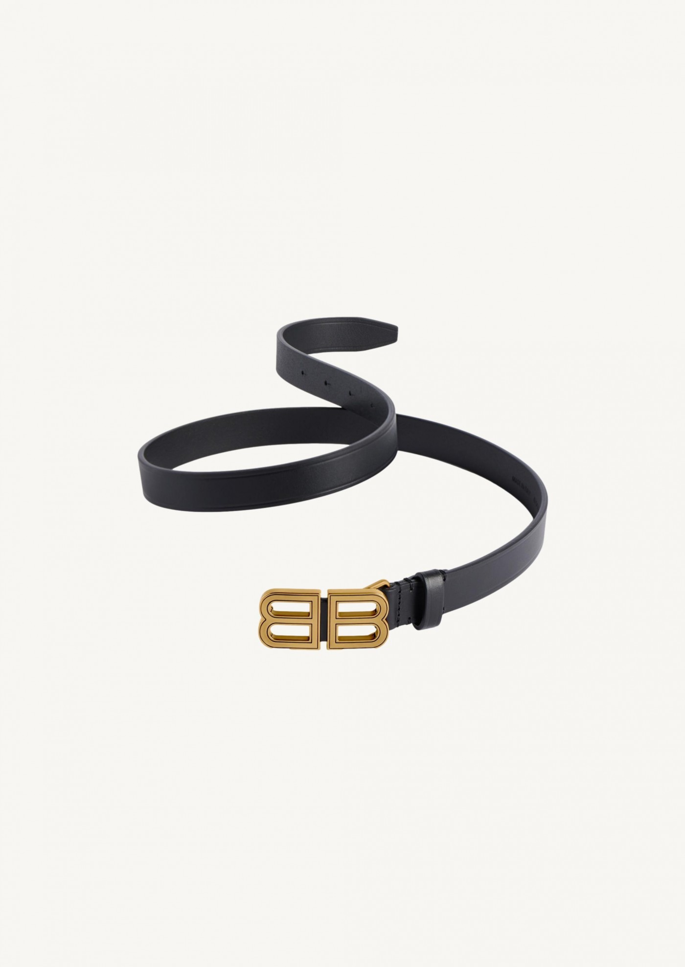 BB hourglass thin belt in black and gold