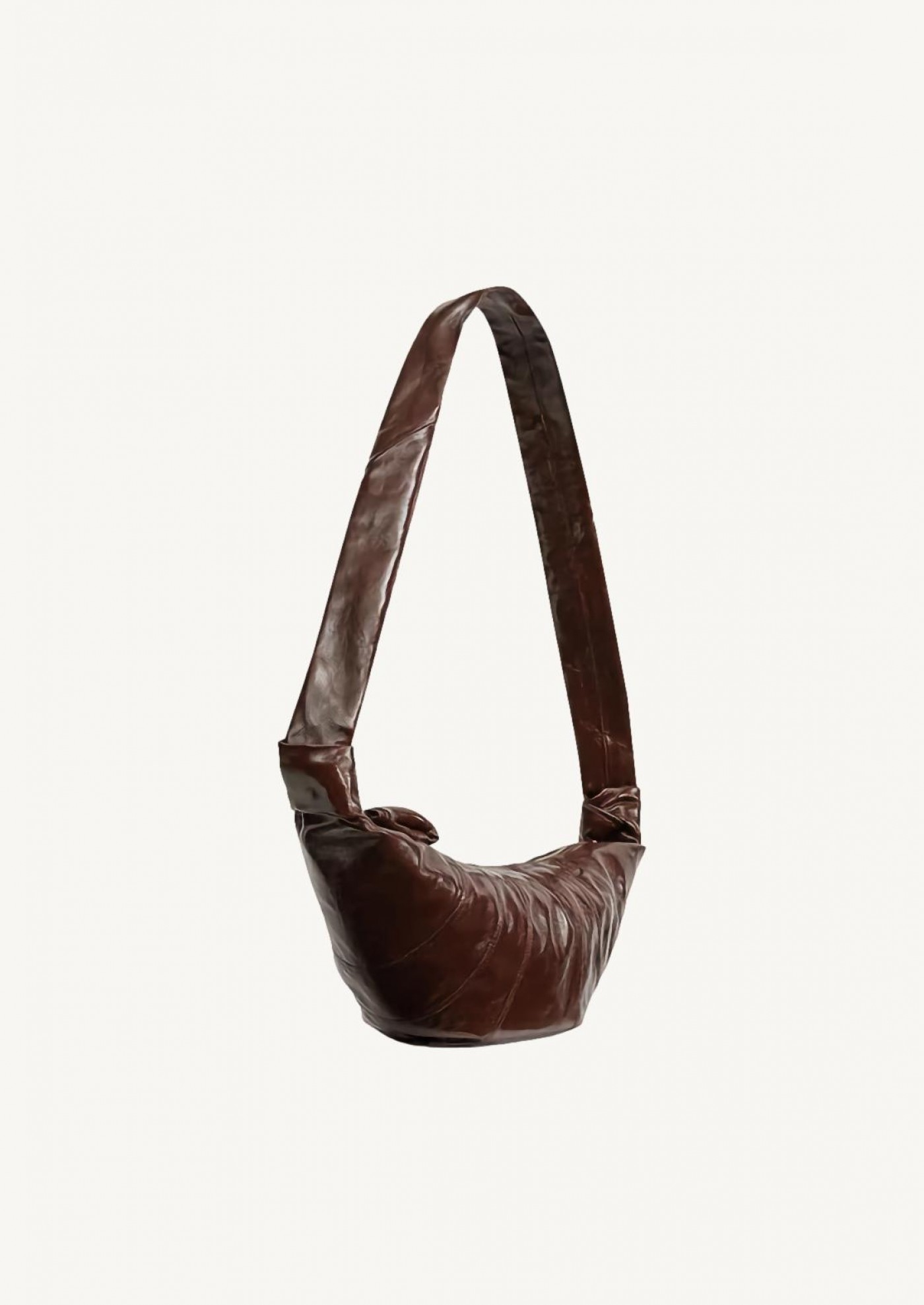 Sac croissant moyen modèle coton enduit chocolat fondant