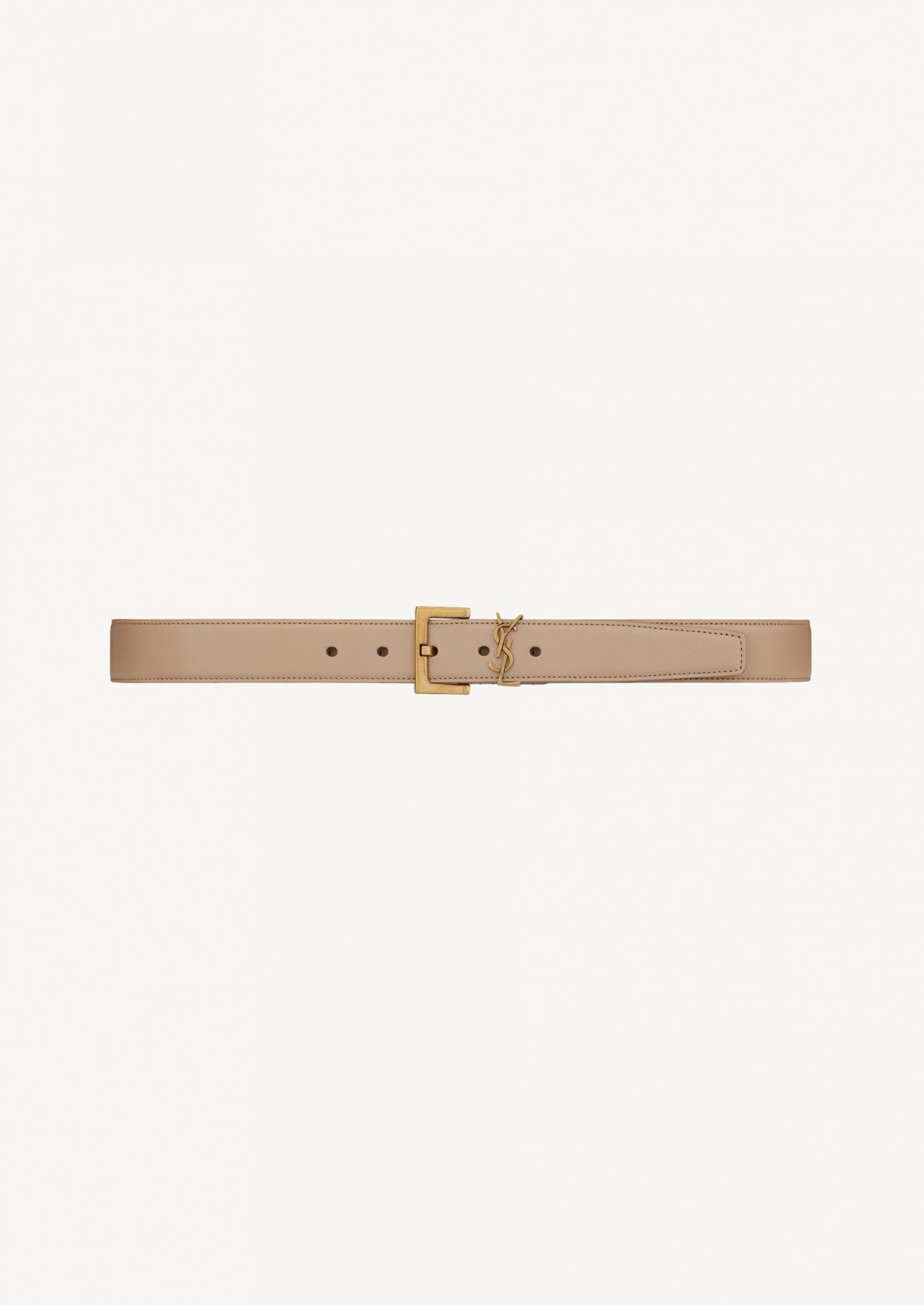 Cassandra belt in smooth dark beige leather Saint Laurent