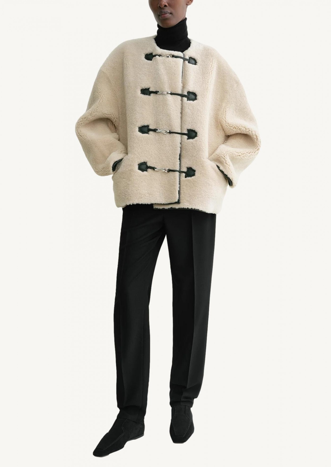 Teddy shearling clasp jacket off-white