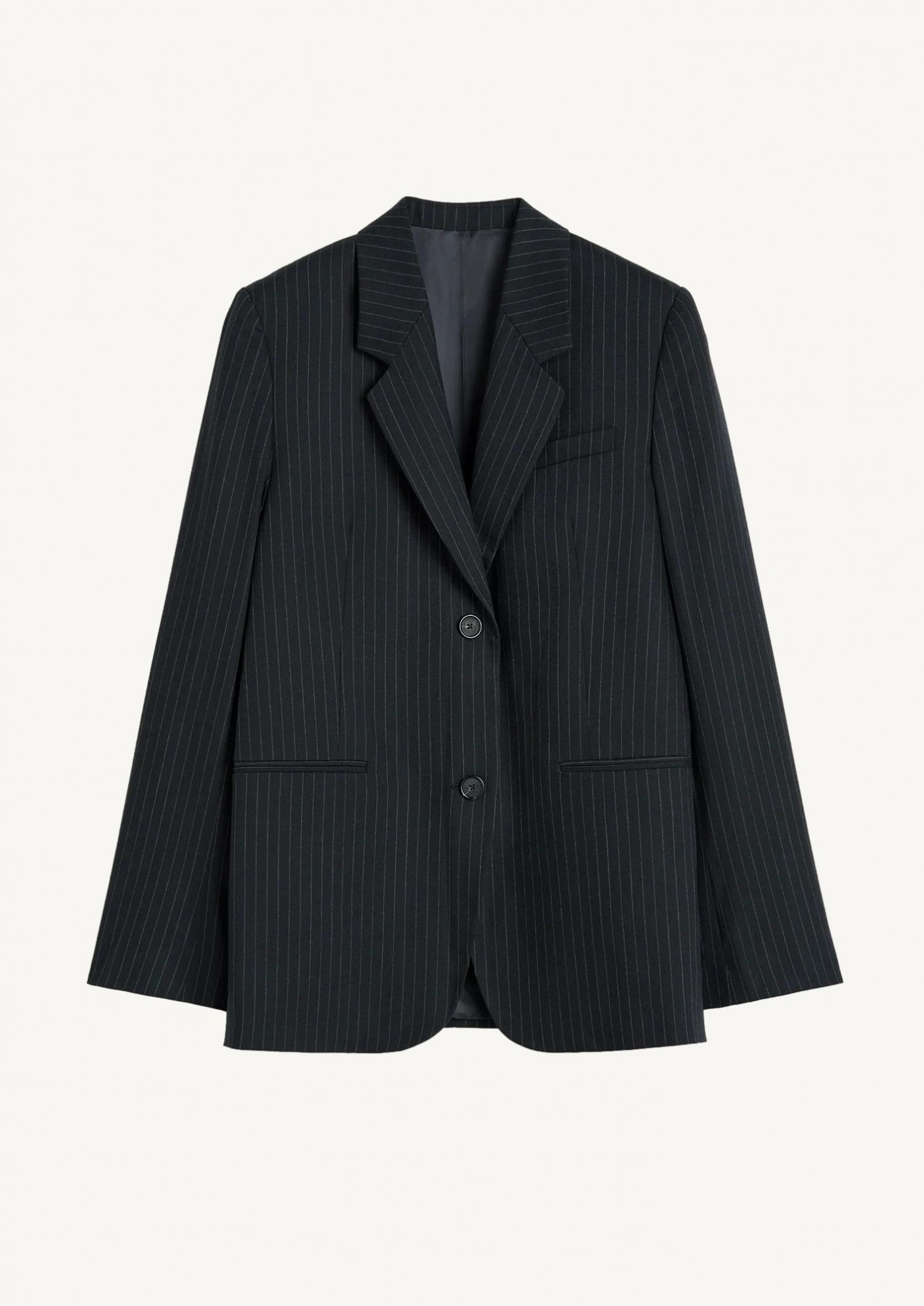 Tailored pinstriped suit jacket navy