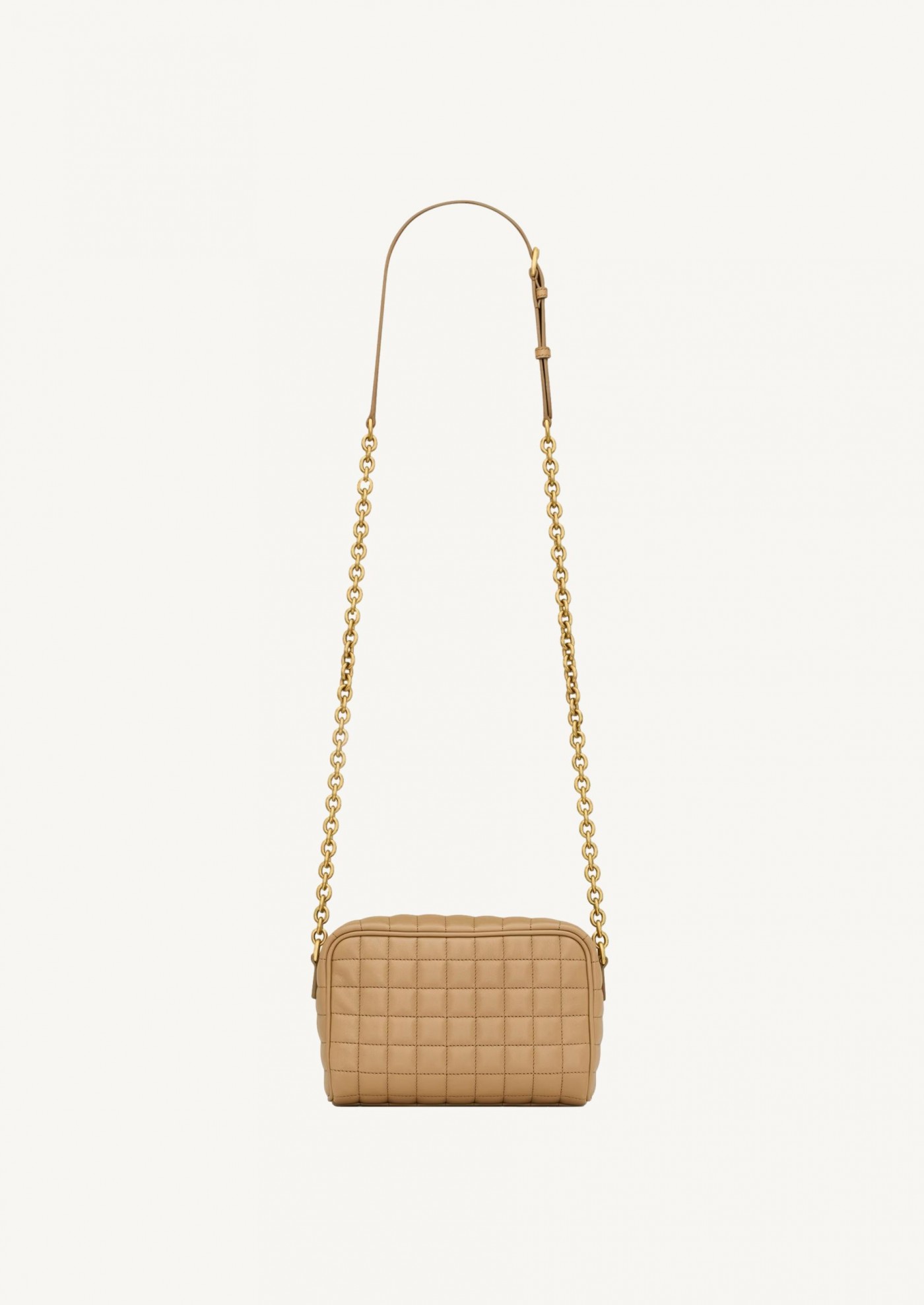 Cassandre quilted square camera bag in brown lambskin leather