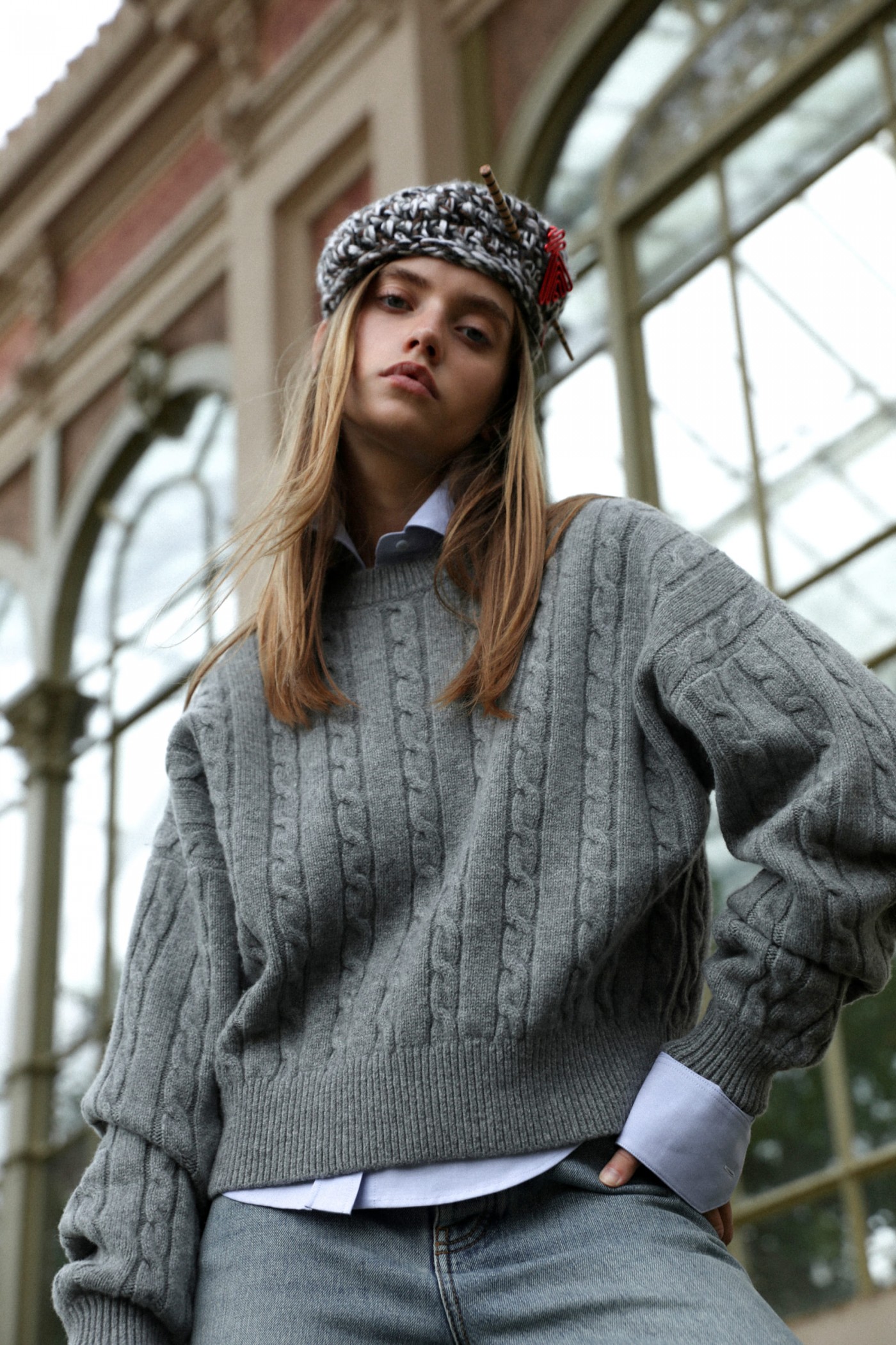 Mottled gray wool sweater