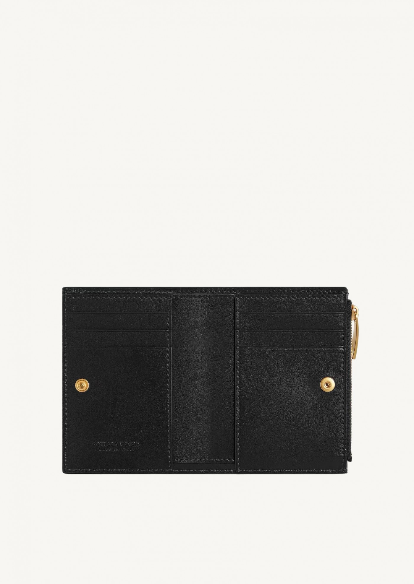 Intrecciato Small Zipped Bifold Wallet black