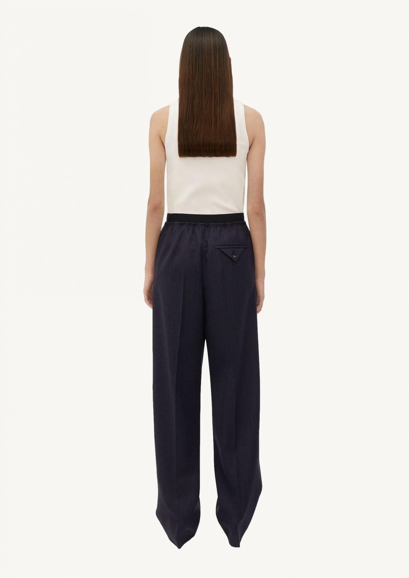 Pantalon En Laine Rayée bleu