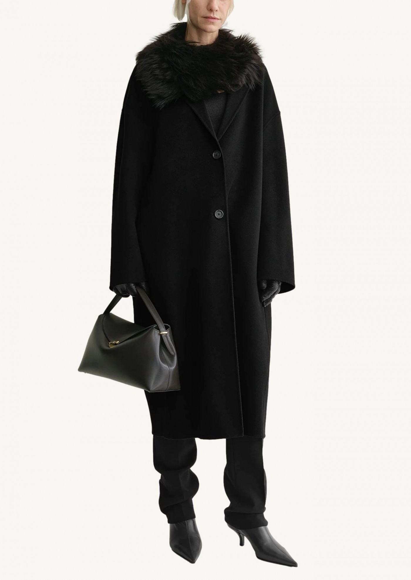 Doublé cocoon coat black