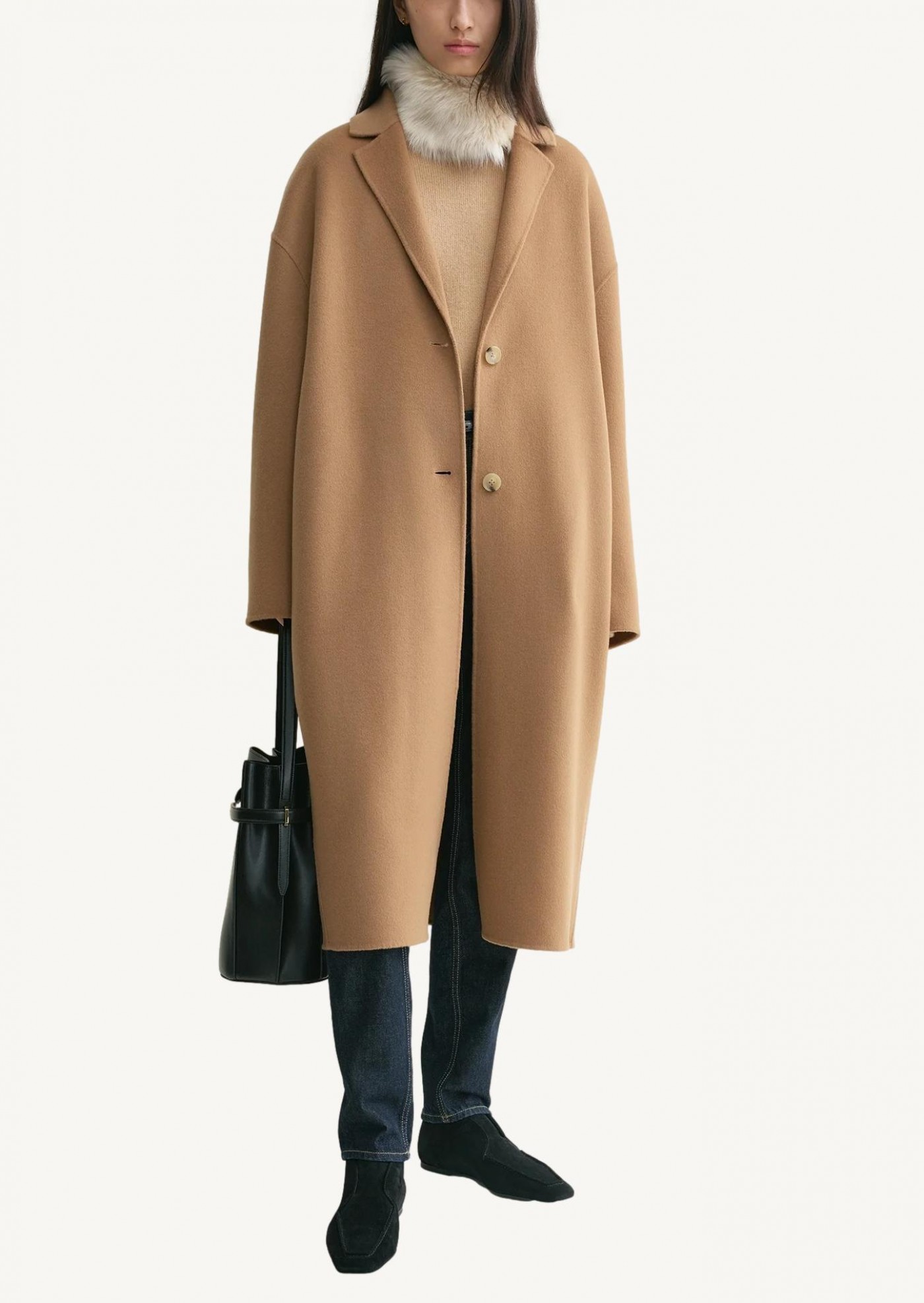 Doublé cocoon coat camel