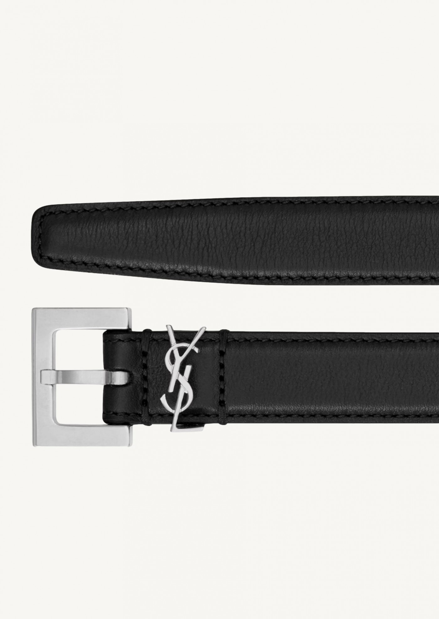 Fine cassandre belt in smooth black/silver leather