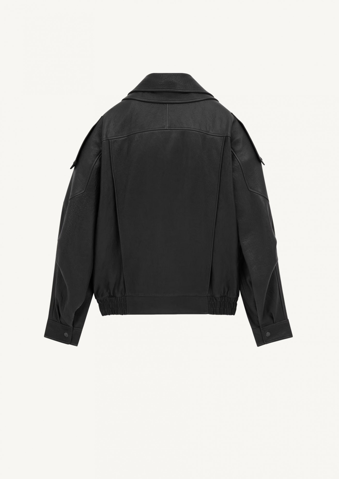 Bomber en cuir d’agneau noir