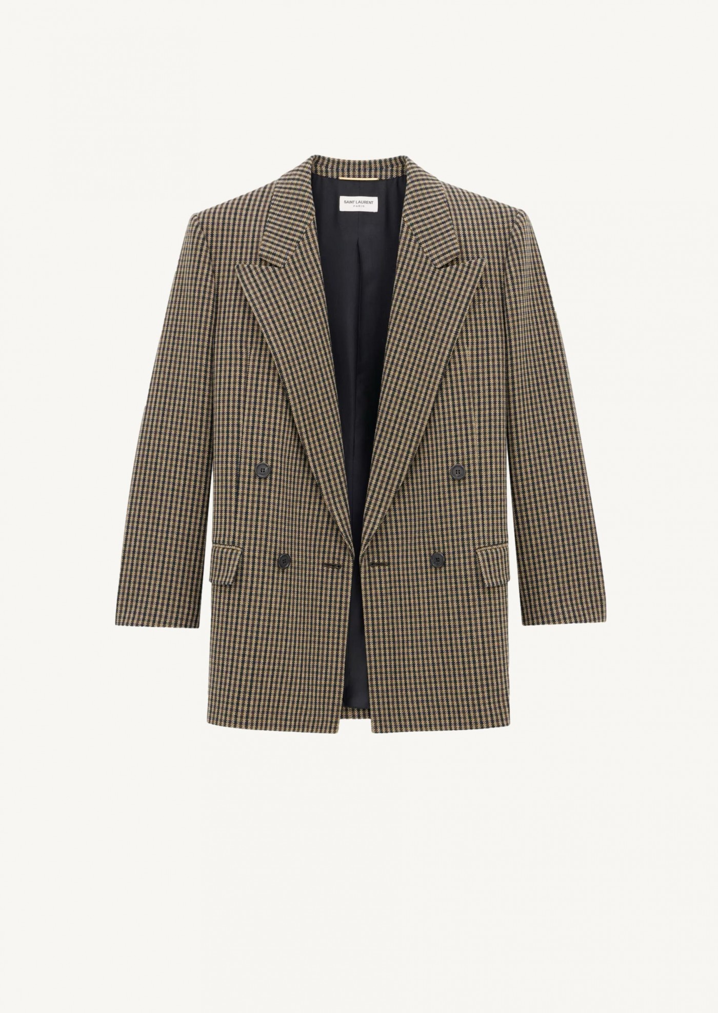 Black brown gingham wool jacket