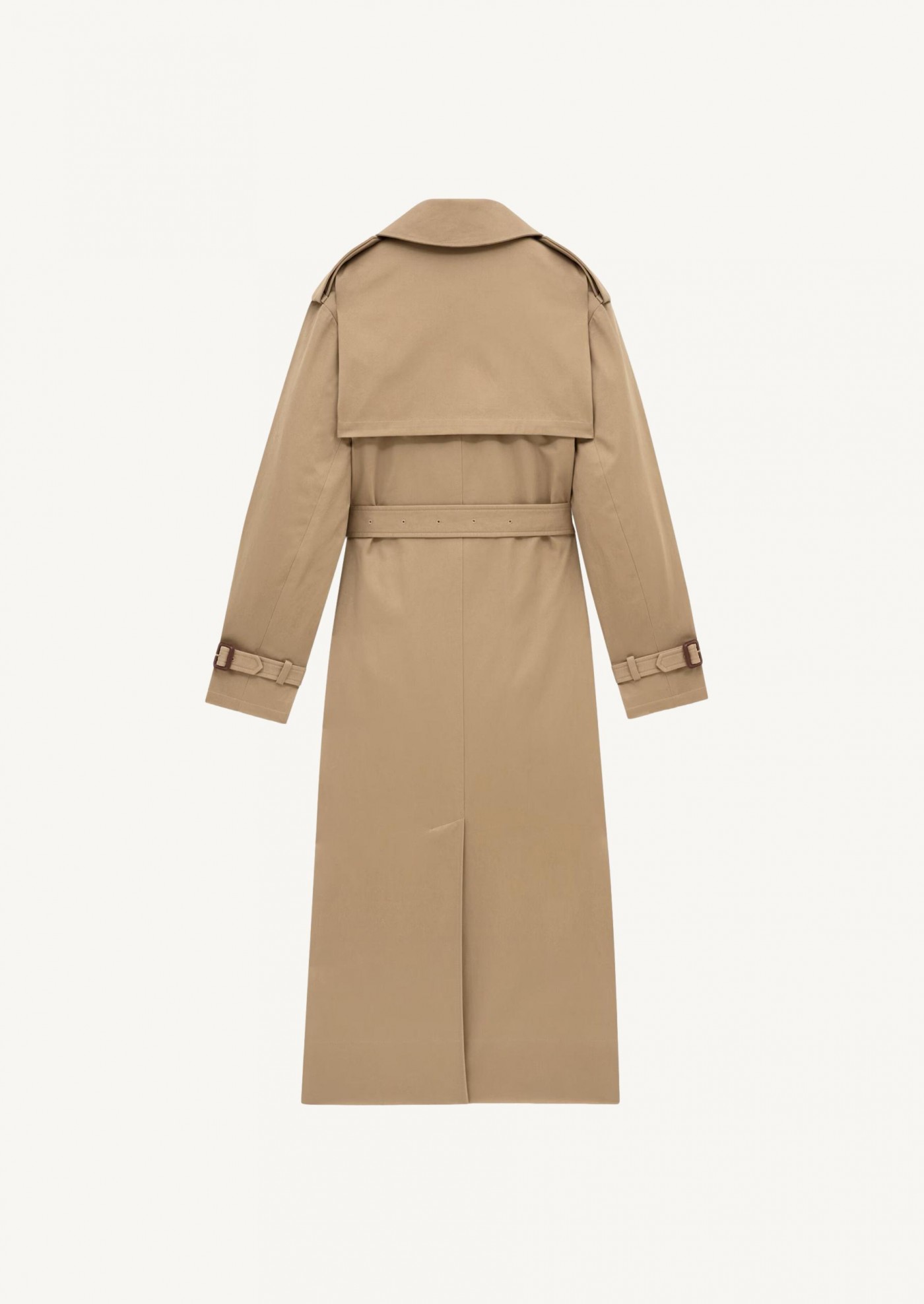 Beige cotton twill trench coat