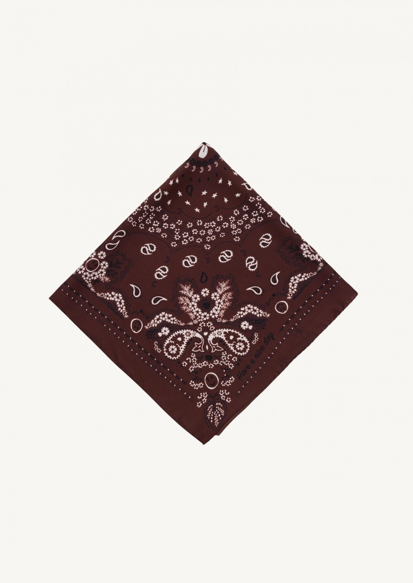 Bandana en soie petit modèle marron