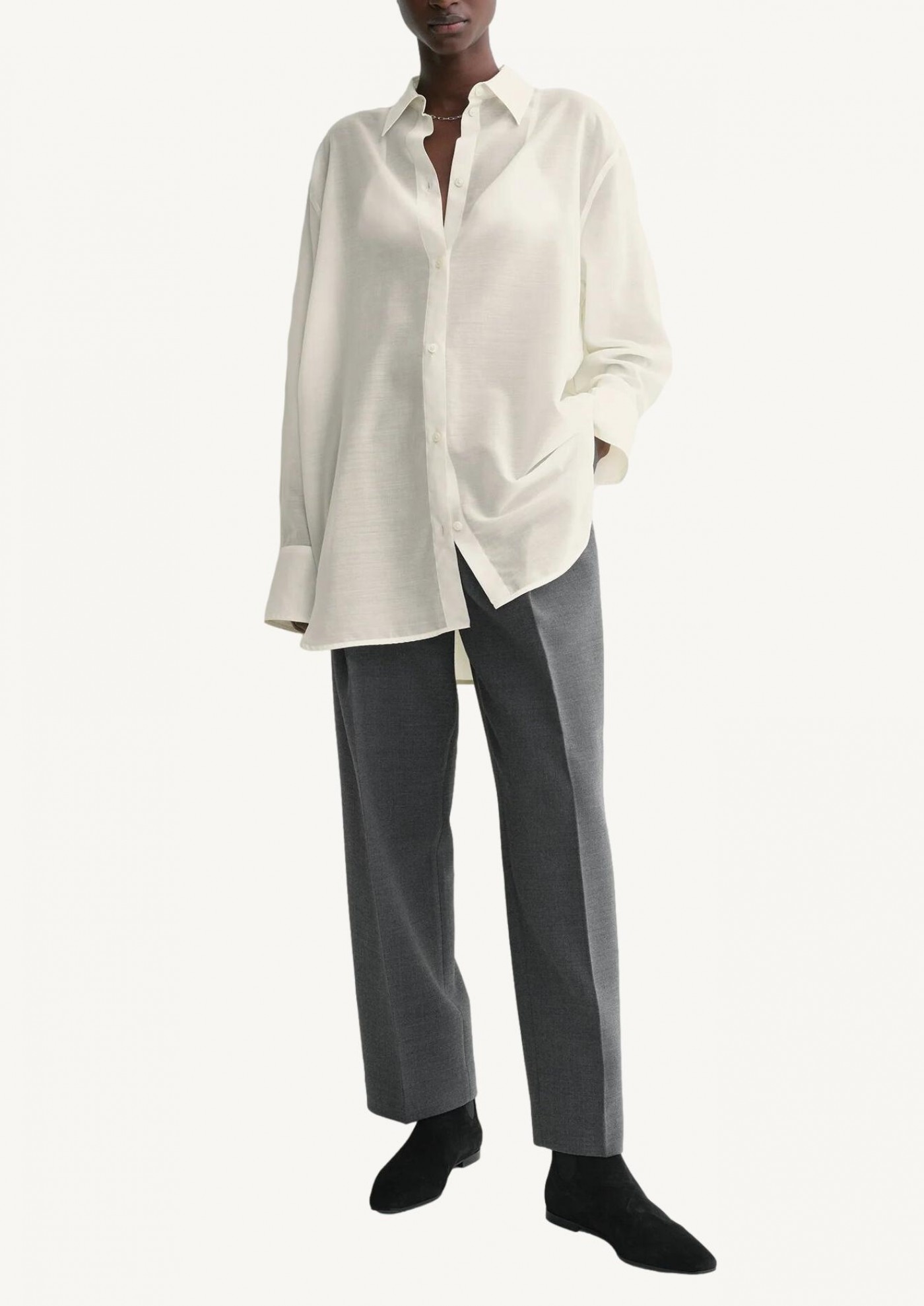 Relaxed voile shirt milk