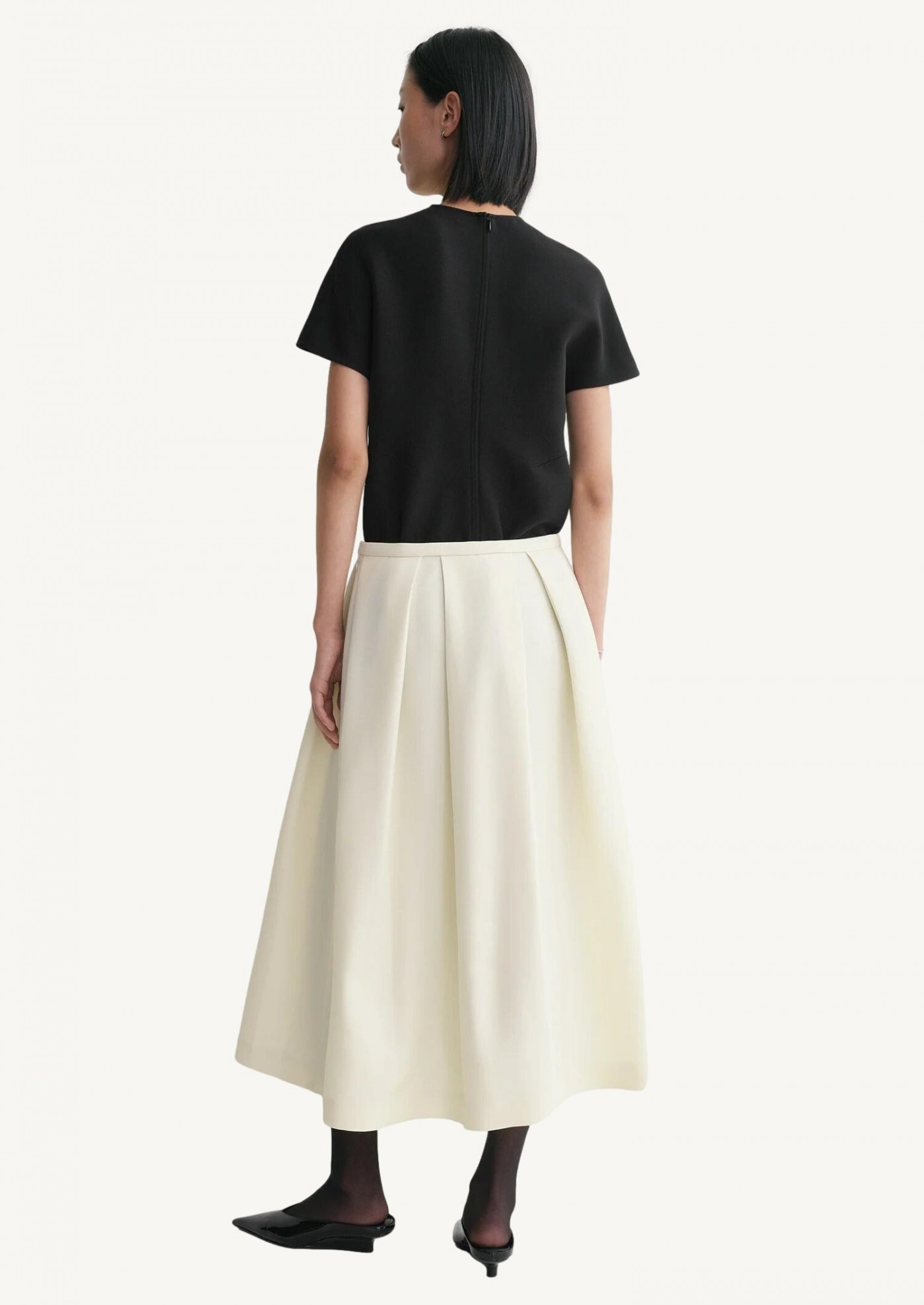 Wool silk twinflower skirt macadamia