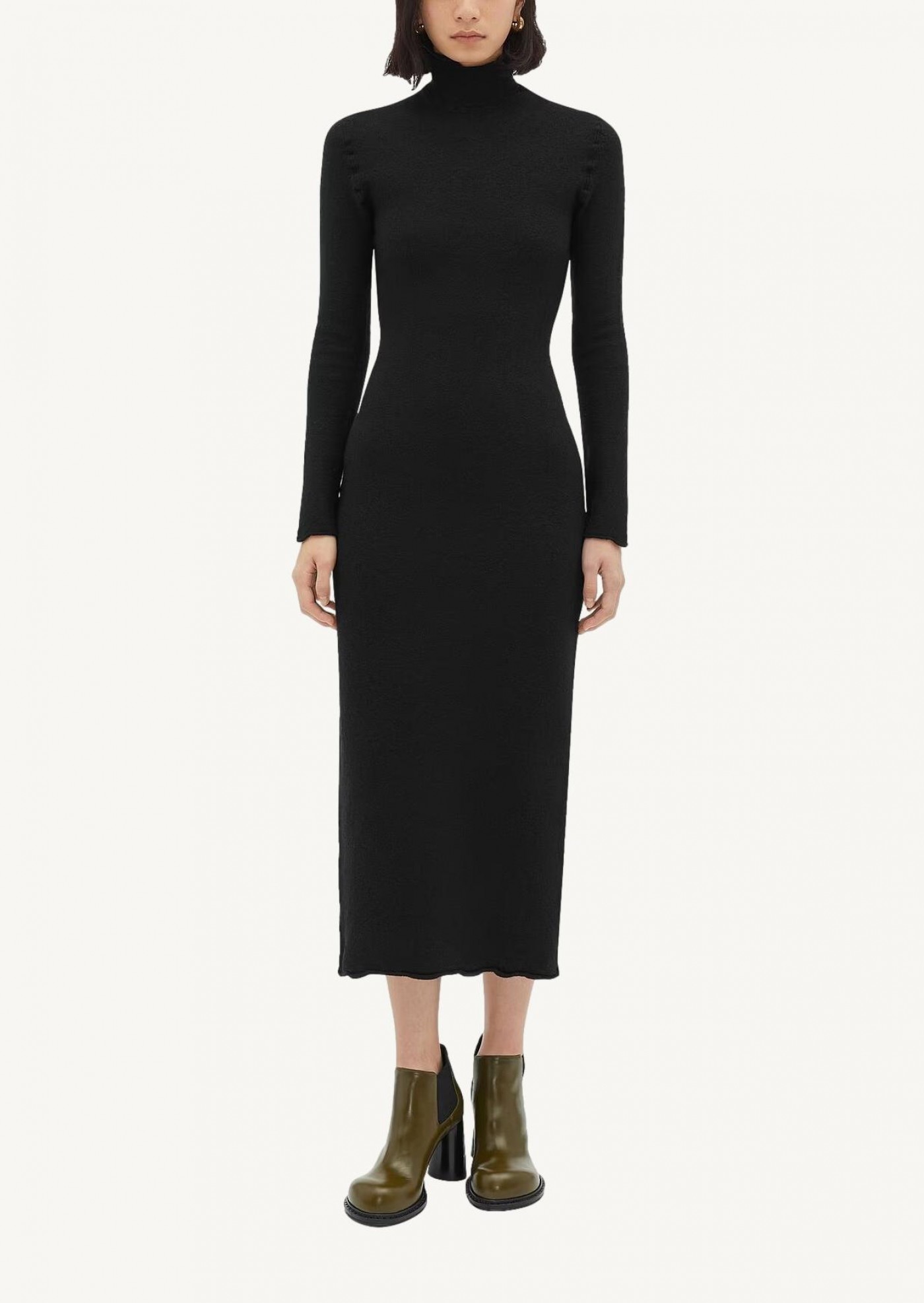 Black felted wool dress