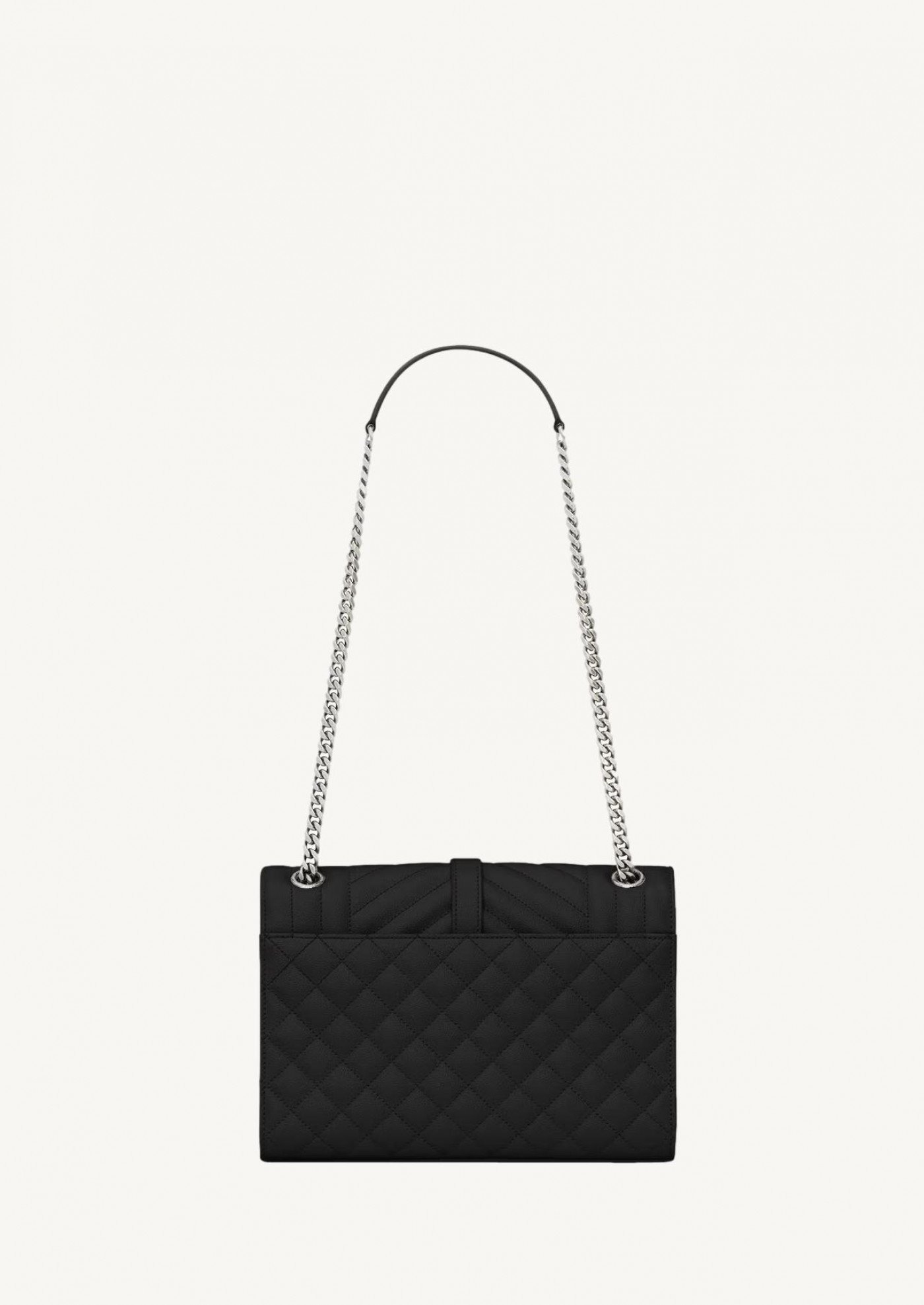 Saint Laurent medium envelope in black powder grain quilted leather