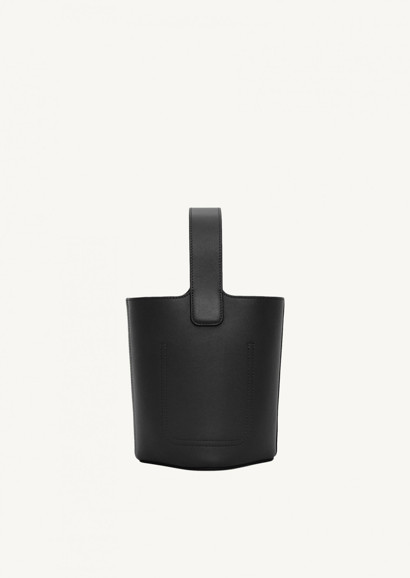 Mini Pebble Bucket en cuir de veau lisse noir