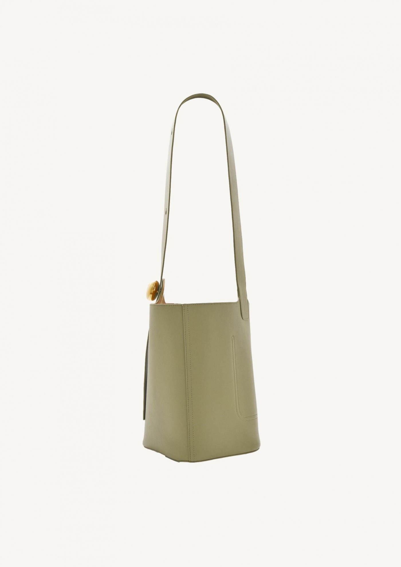 Pebble Bucket medium in green smooth calf leather