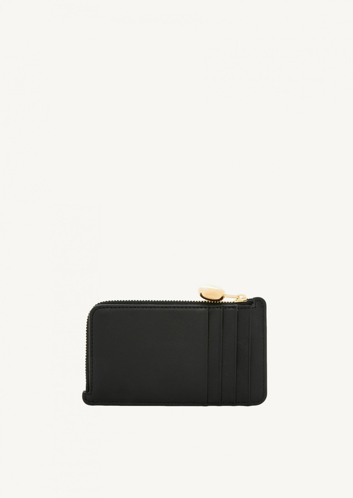 Pebble card and coin holder in shiny black nappa calf leather