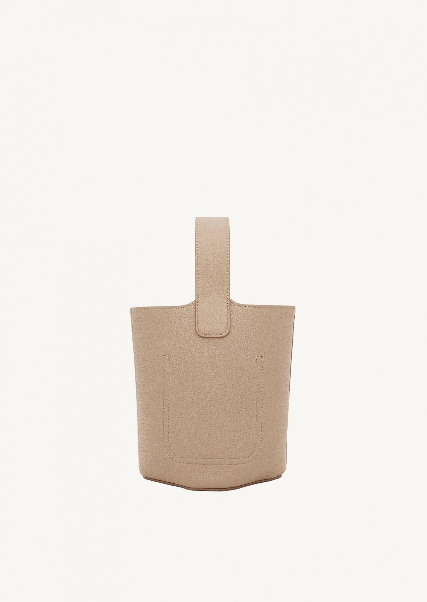 Mini Pebble Bucket en cuir de veau grainé souple sable