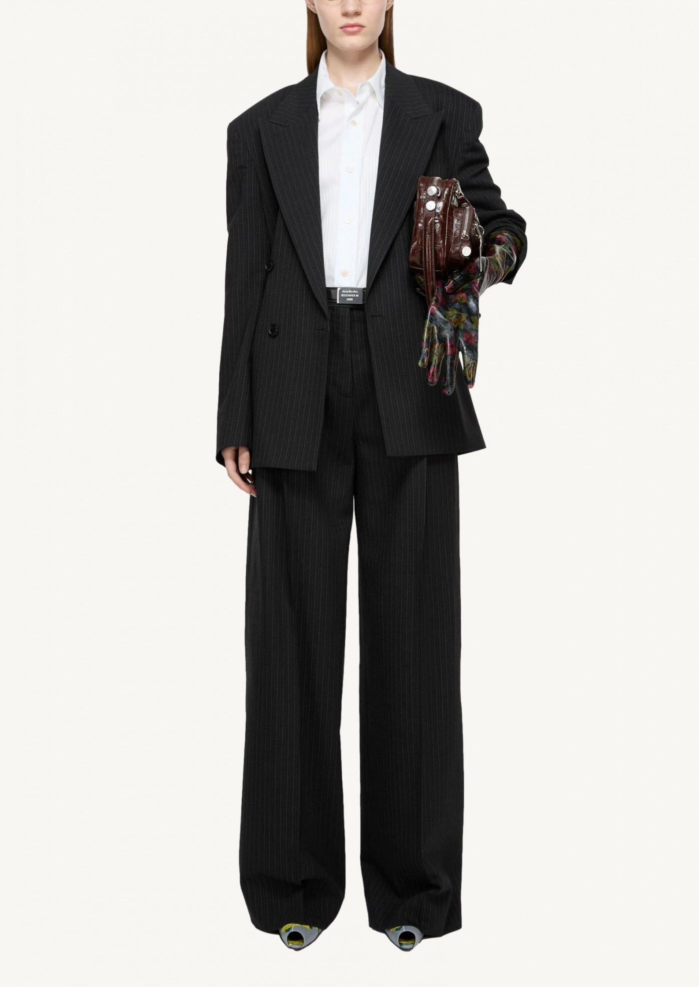 Tailored pinstripe trousers black