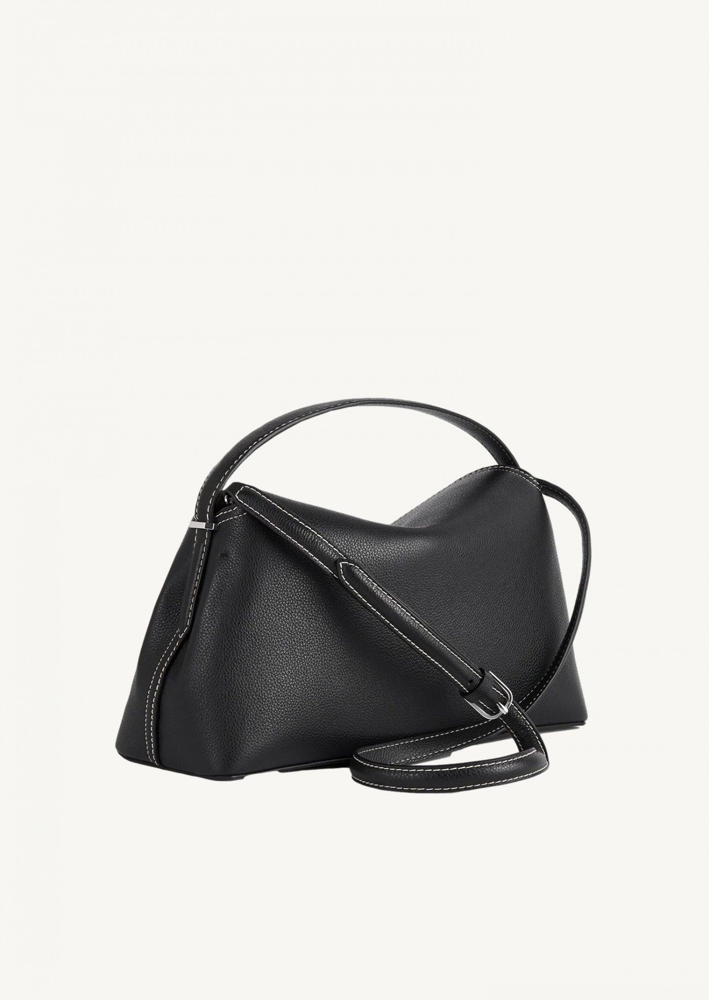 T-Lock grained-leather top handle black