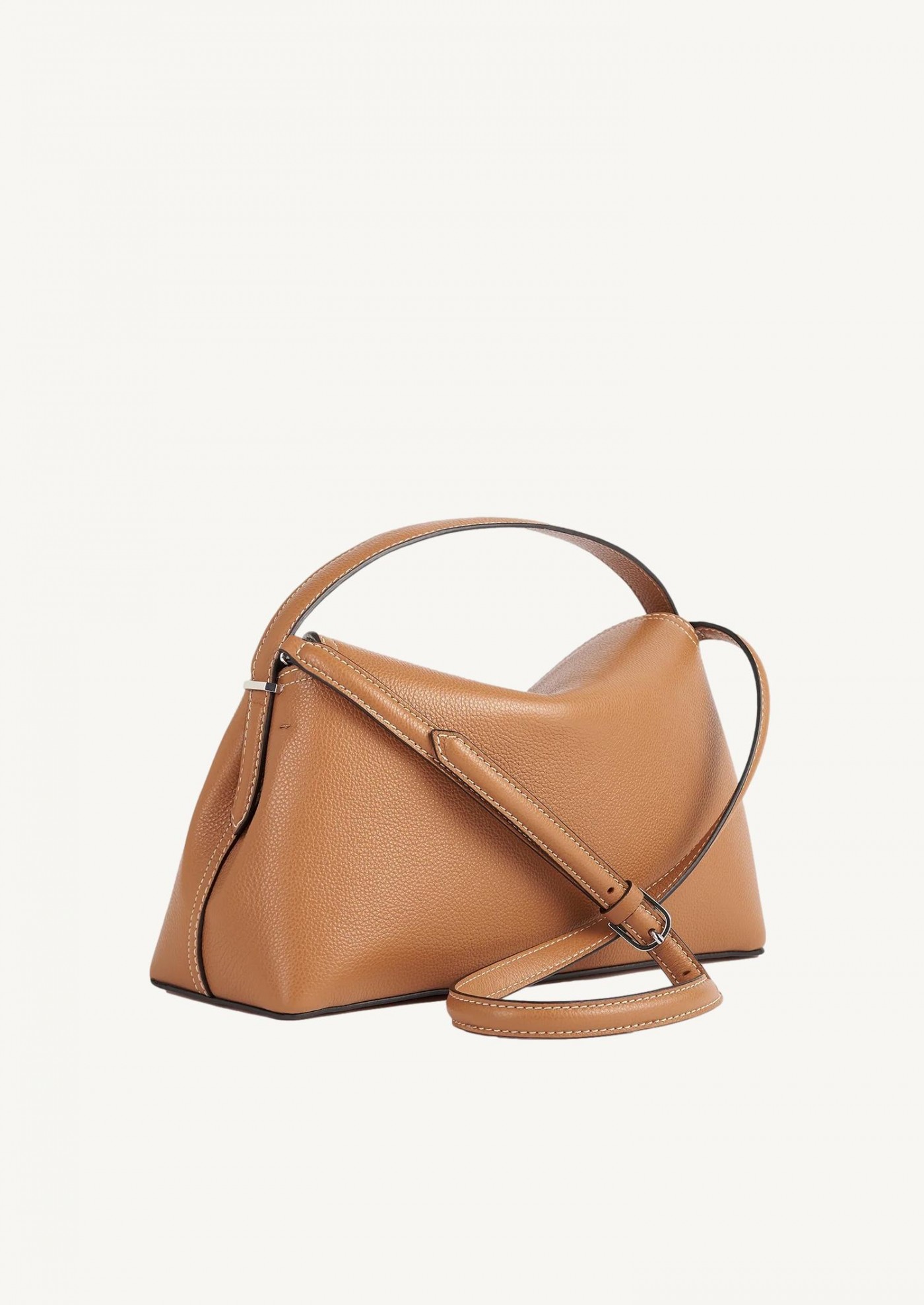 T-Lock grained-leather top handle tan