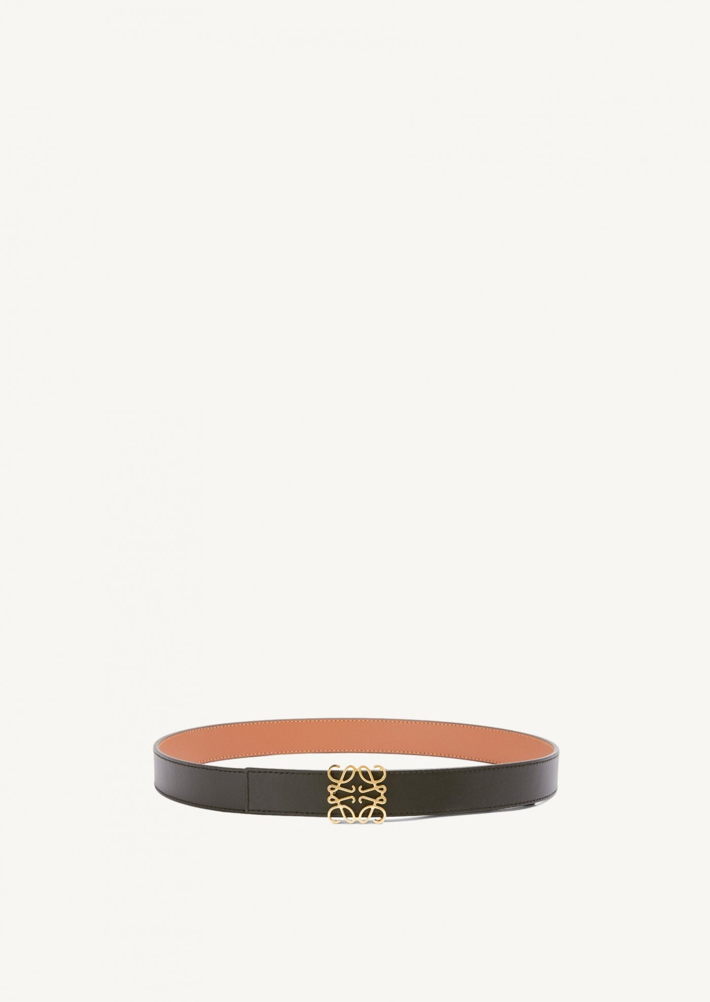 Anagram reversible belt in smooth Tan/Black/Gold calf leather