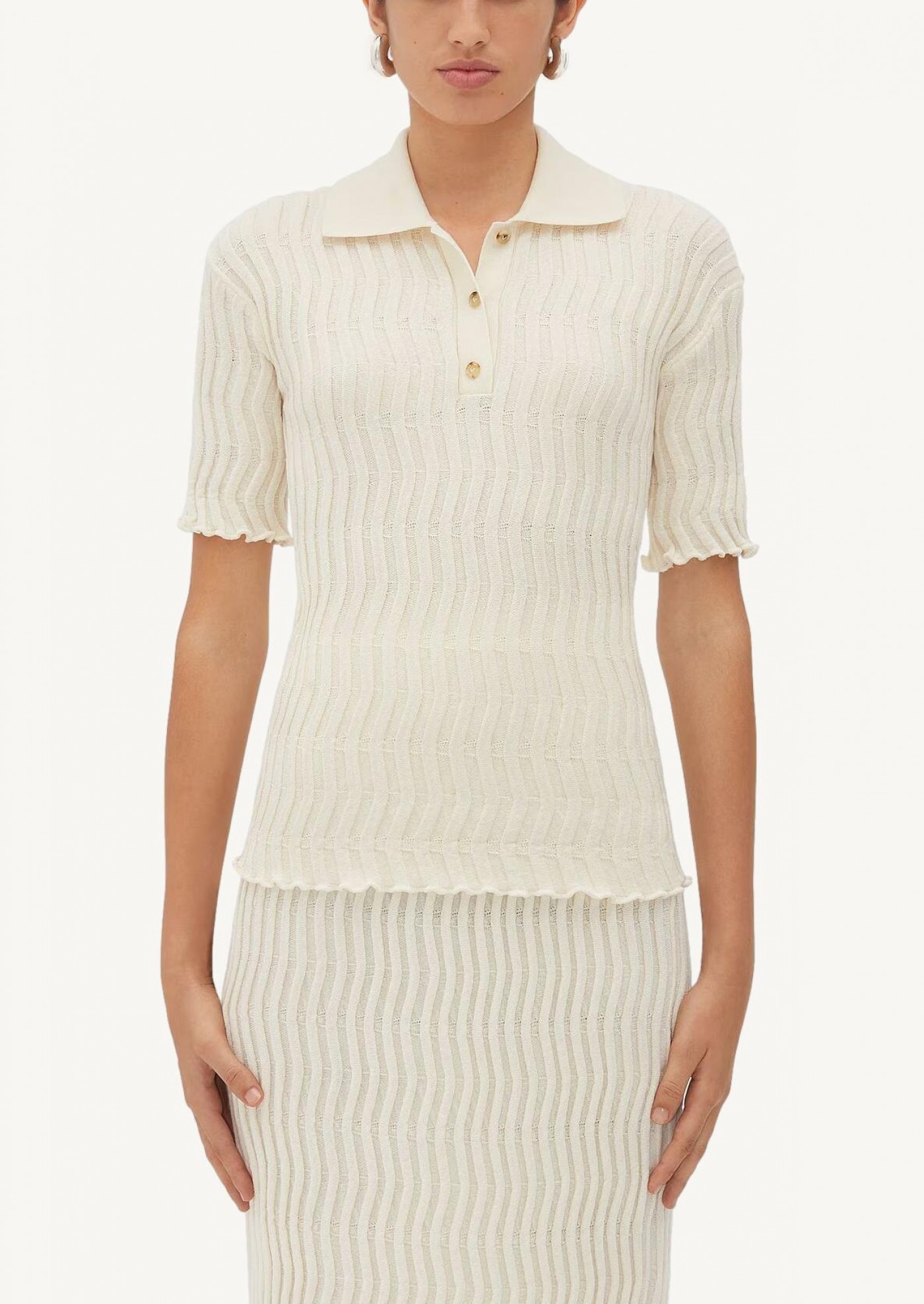 Cream ribbed wool top