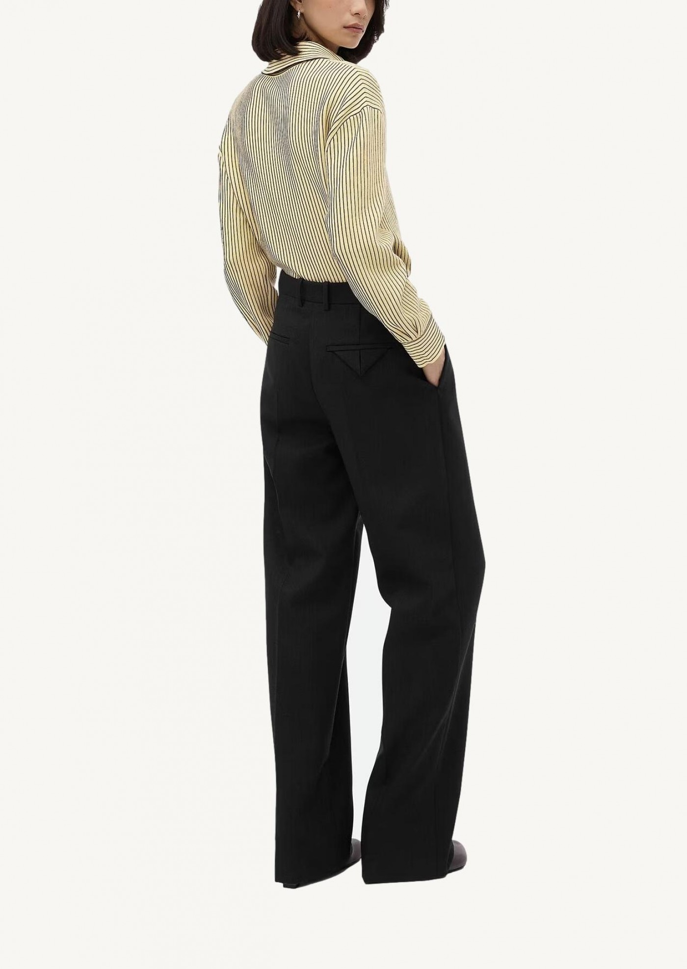 Black striped wool pants