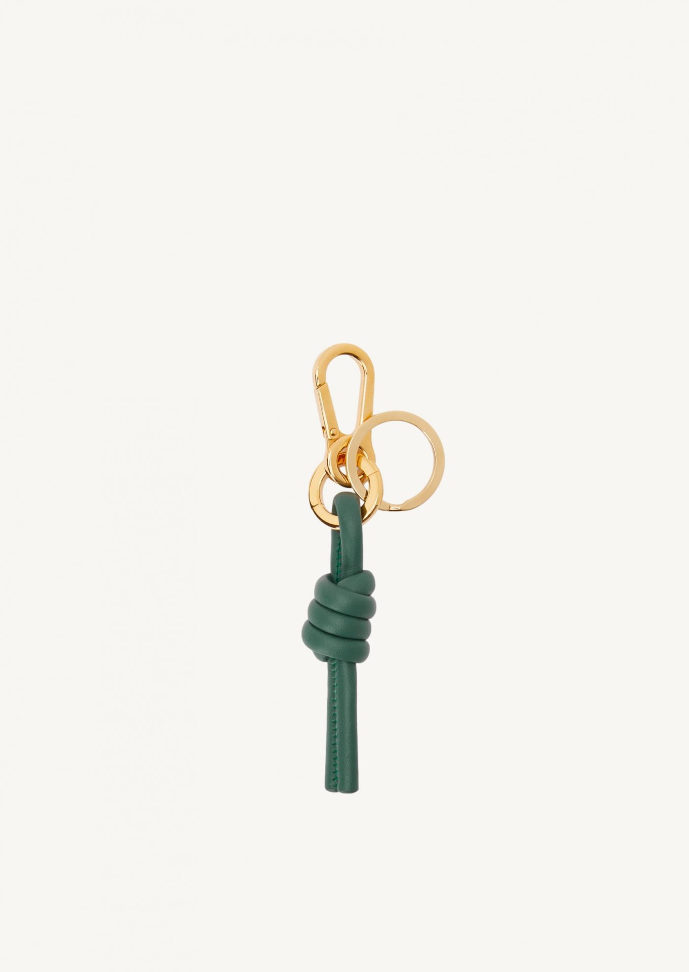 Knot key ring in classic vetiver calf leather