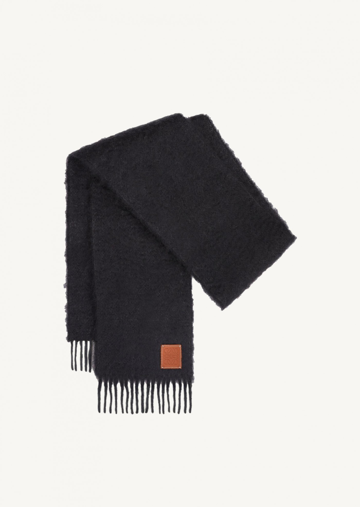 Black mohair and wool scarf