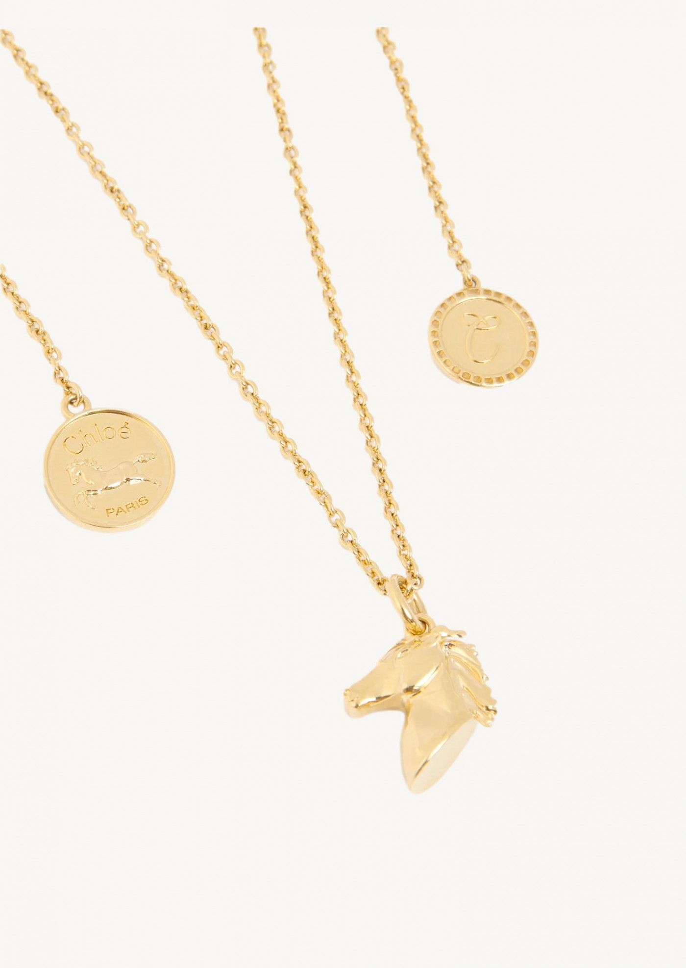 chloé charms triple necklace