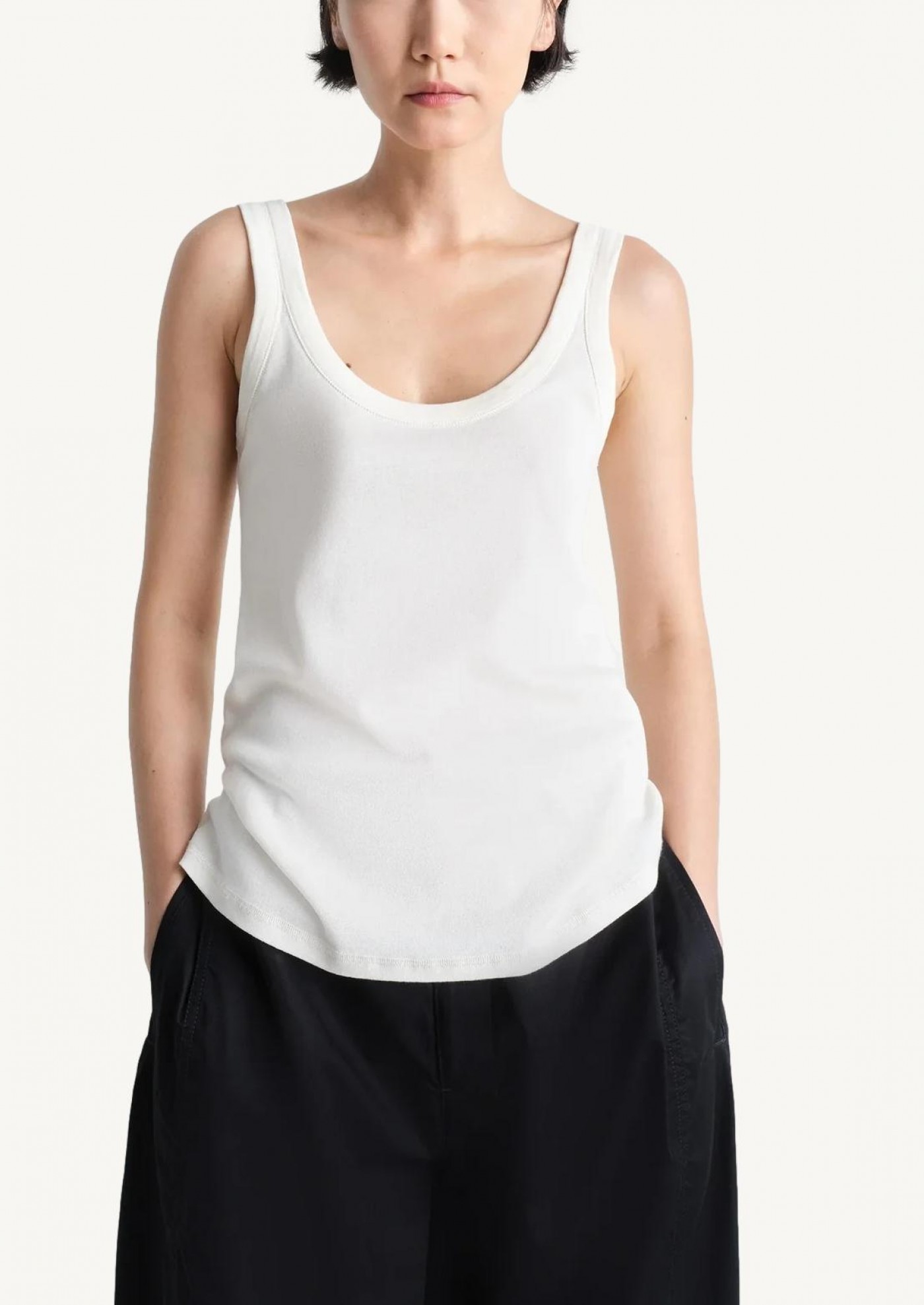 Cream ribbed tank top